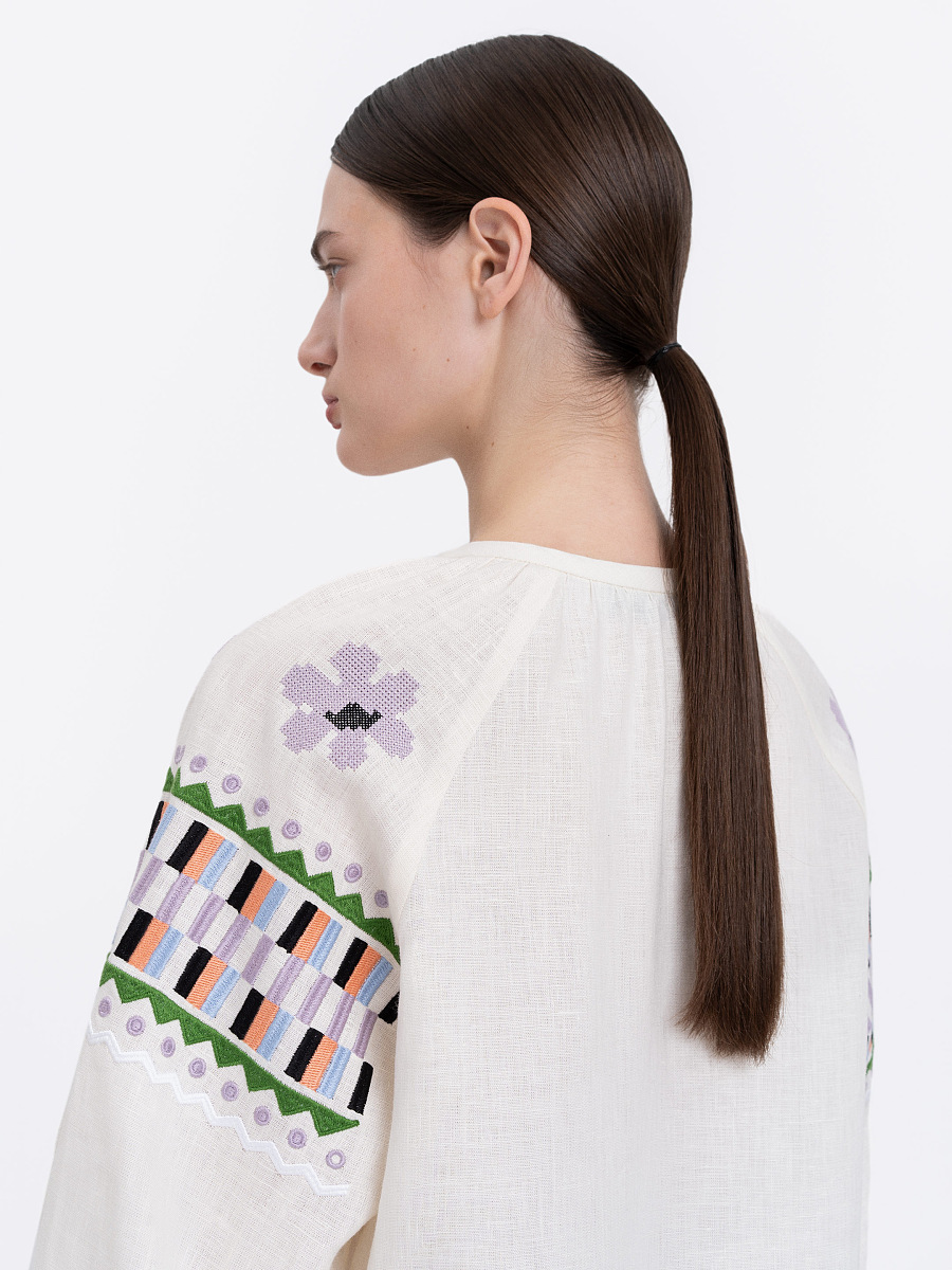 Milk‑coloured embroidered shirt  “Oda” [0]