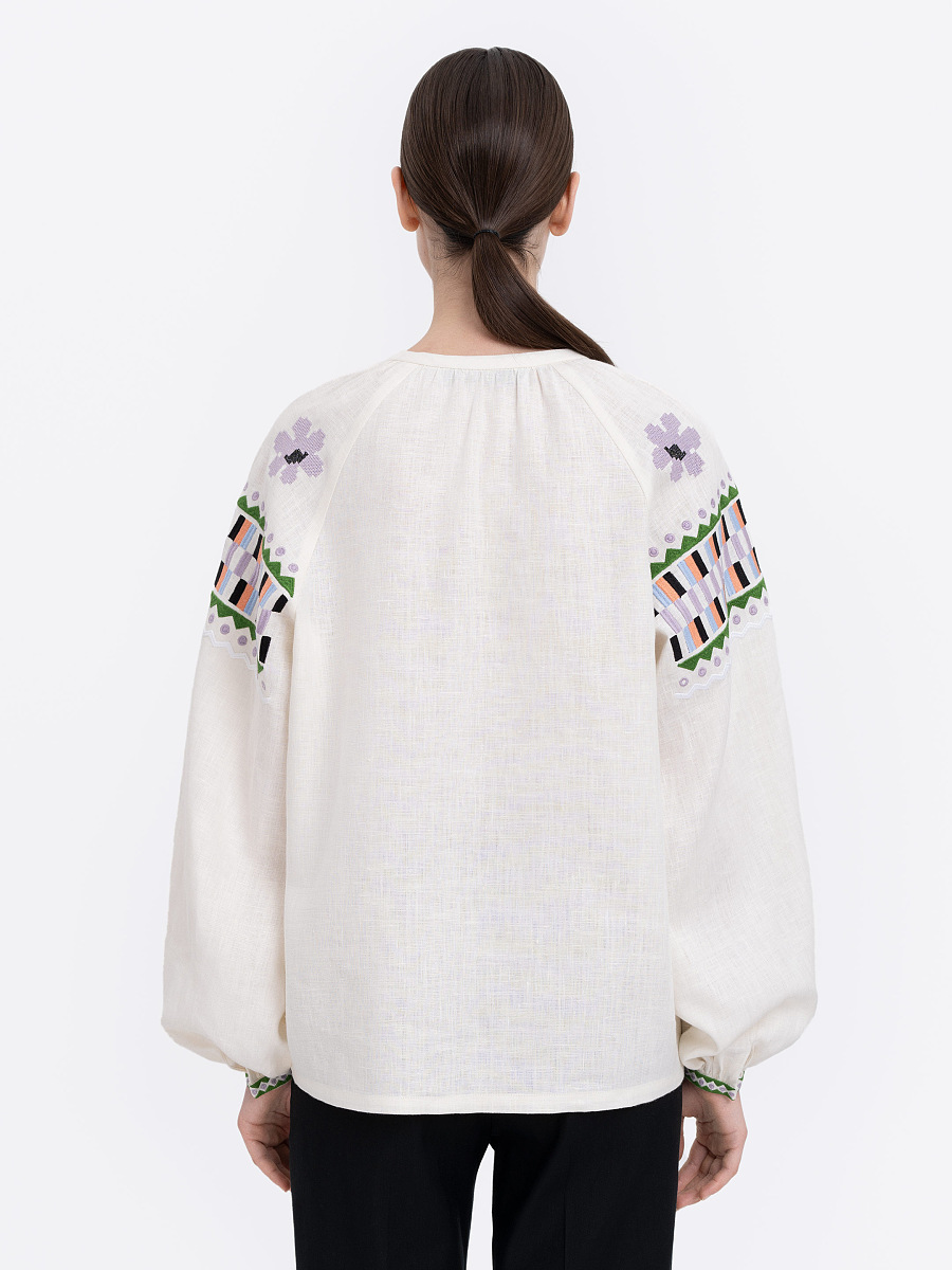 Milk‑coloured embroidered shirt  “Oda” [0]