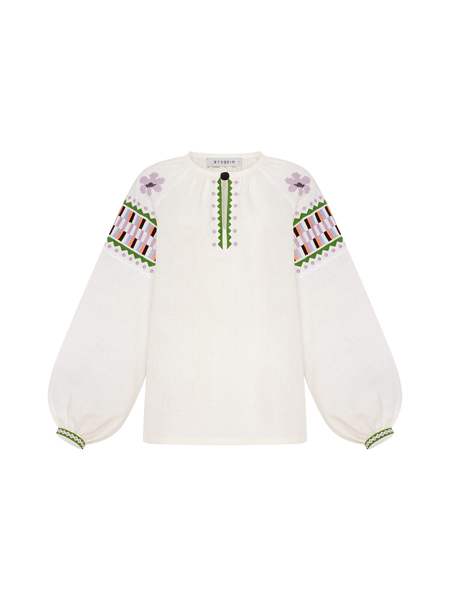 Milk‑coloured embroidered shirt  “Oda” [0]