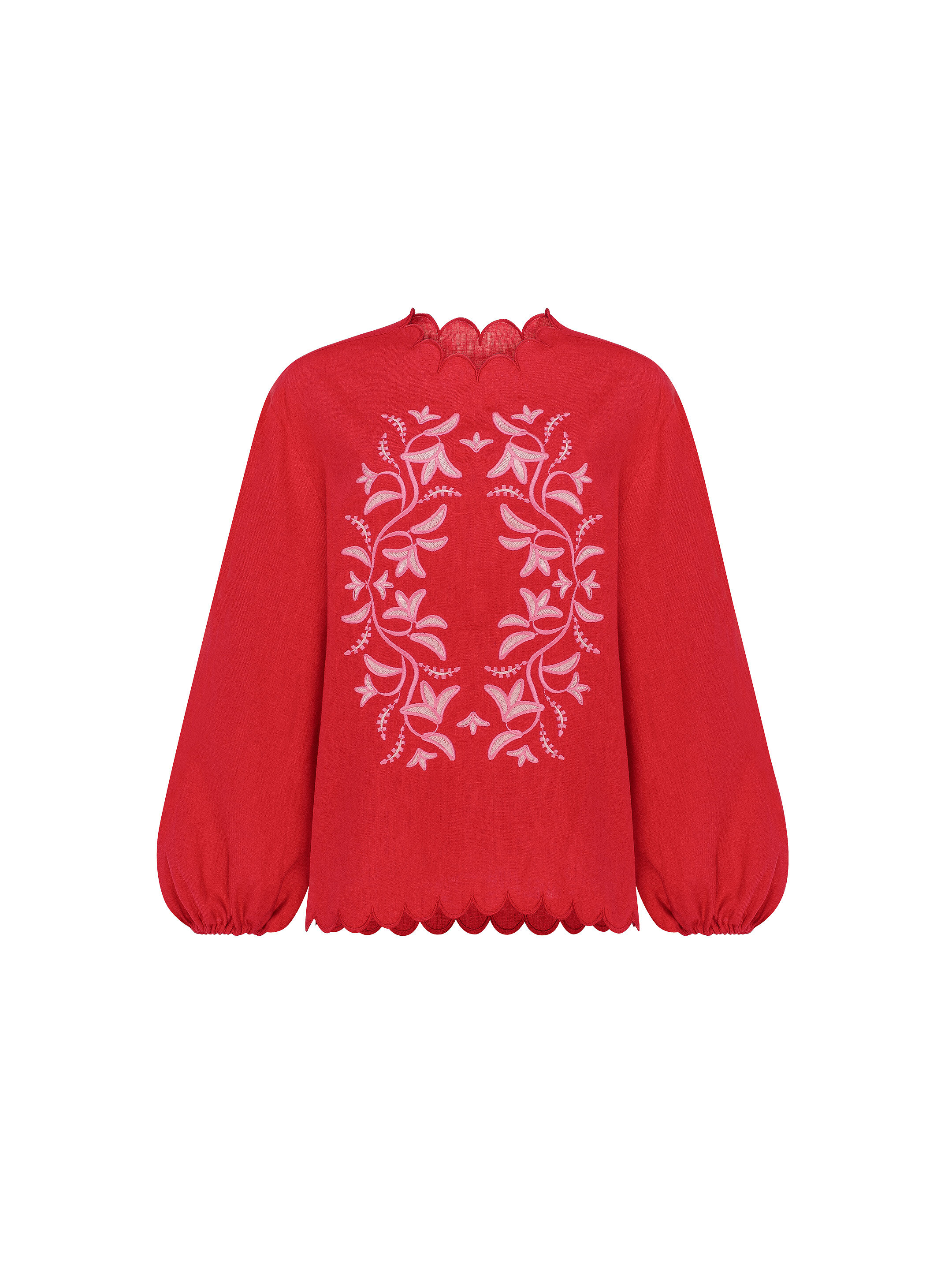 Red‑coloured embroidered shirt  “Troyanda” choose