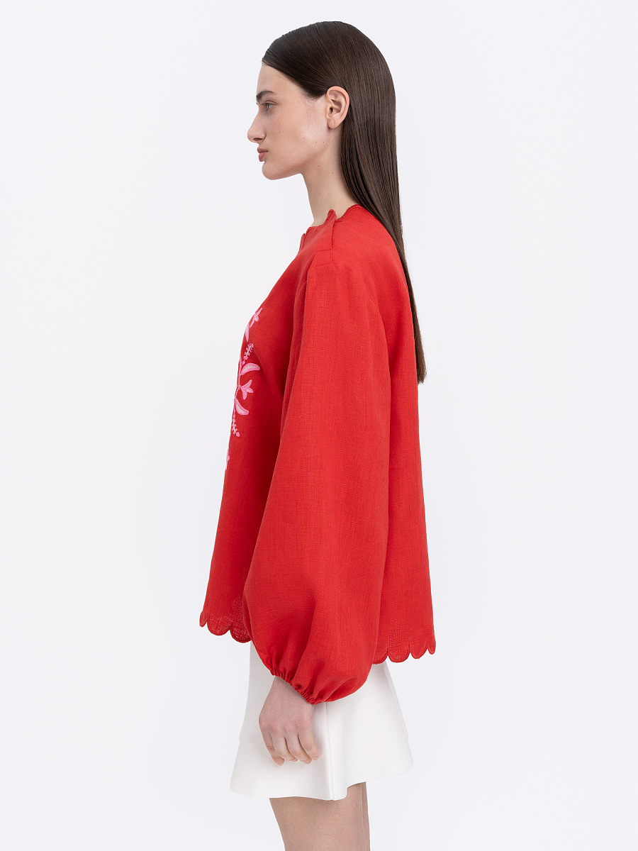 Red‑coloured embroidered shirt  “Troyanda” [0]