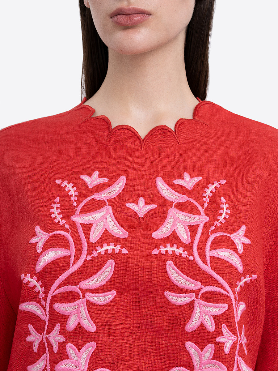 Red‑coloured embroidered shirt  “Troyanda” [0]