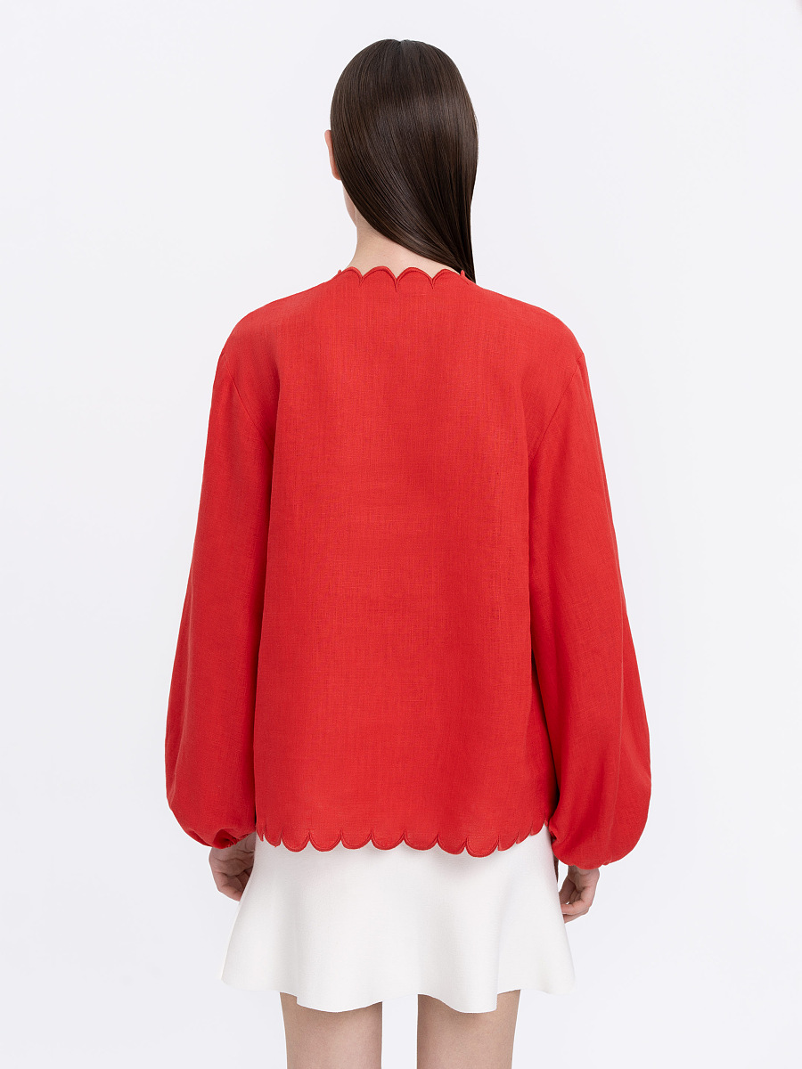 Red‑coloured embroidered shirt  “Troyanda” [0]