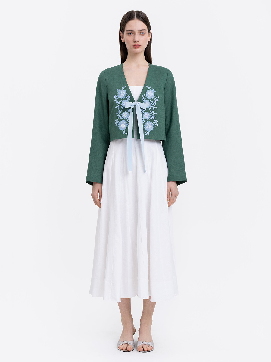 Linen embroidered jacket with ties  “Lakitka” [0]