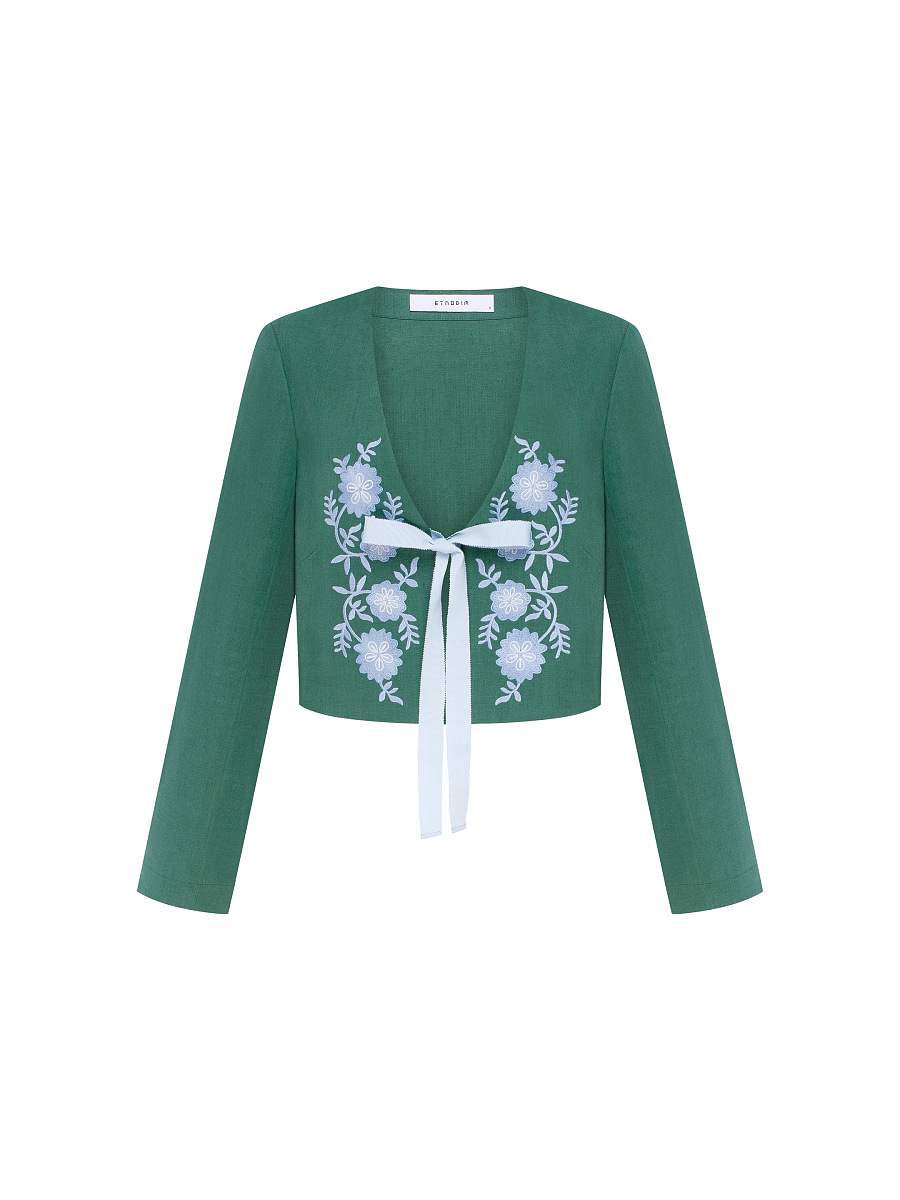 Linen embroidered jacket with ties  “Lakitka” [0]