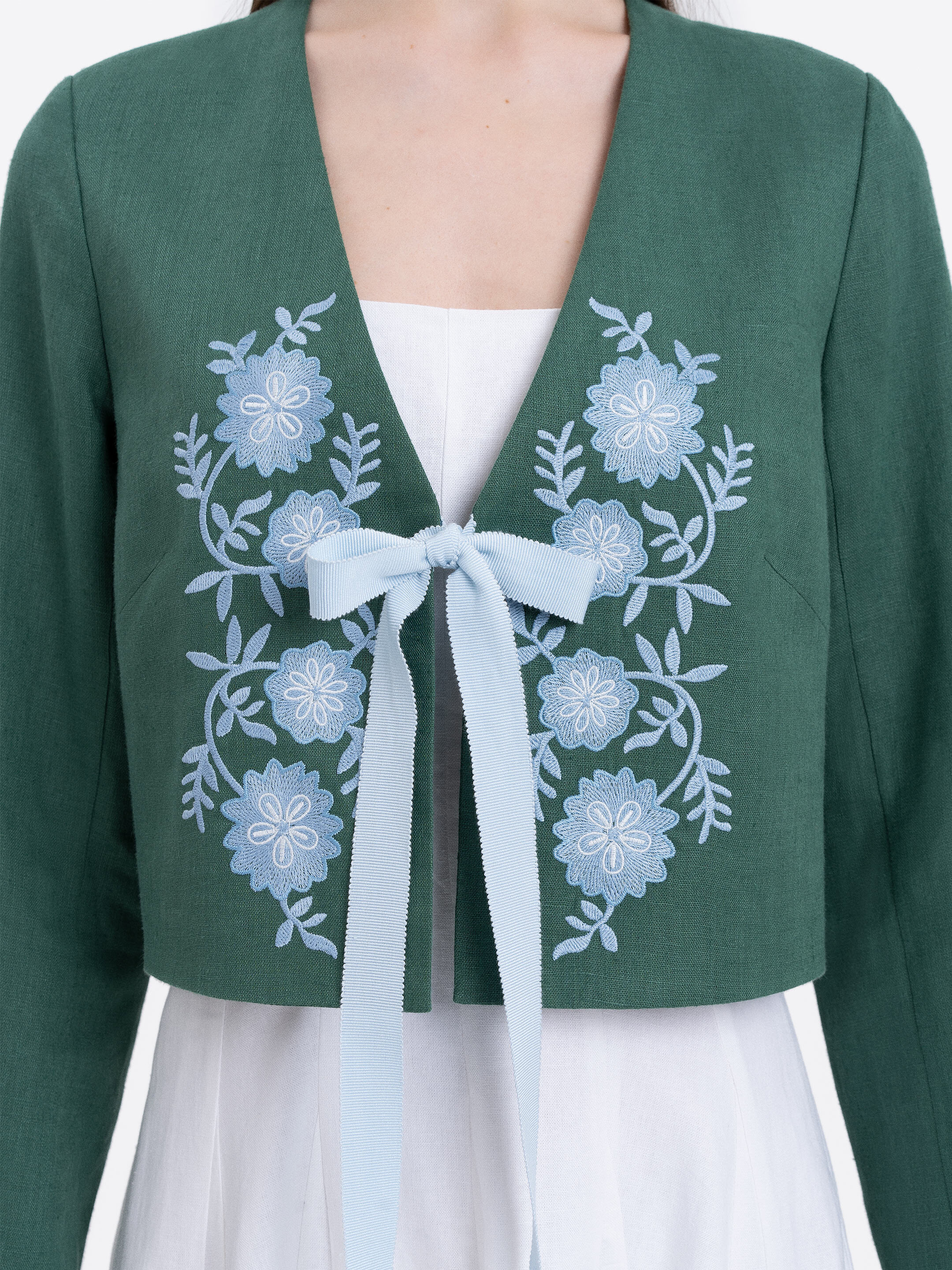 Linen embroidered jacket with ties  “Lakitka” cheap