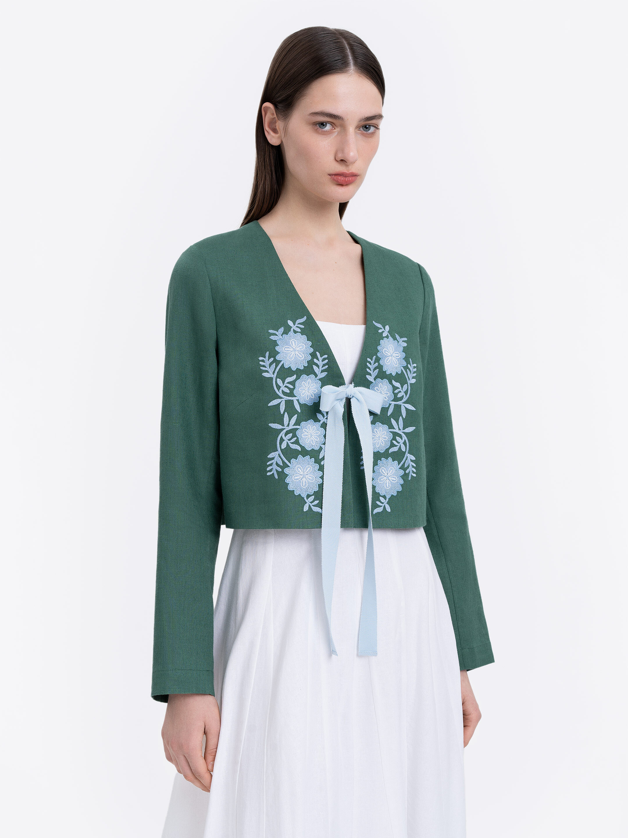 Linen embroidered jacket with ties  “Lakitka” Buy