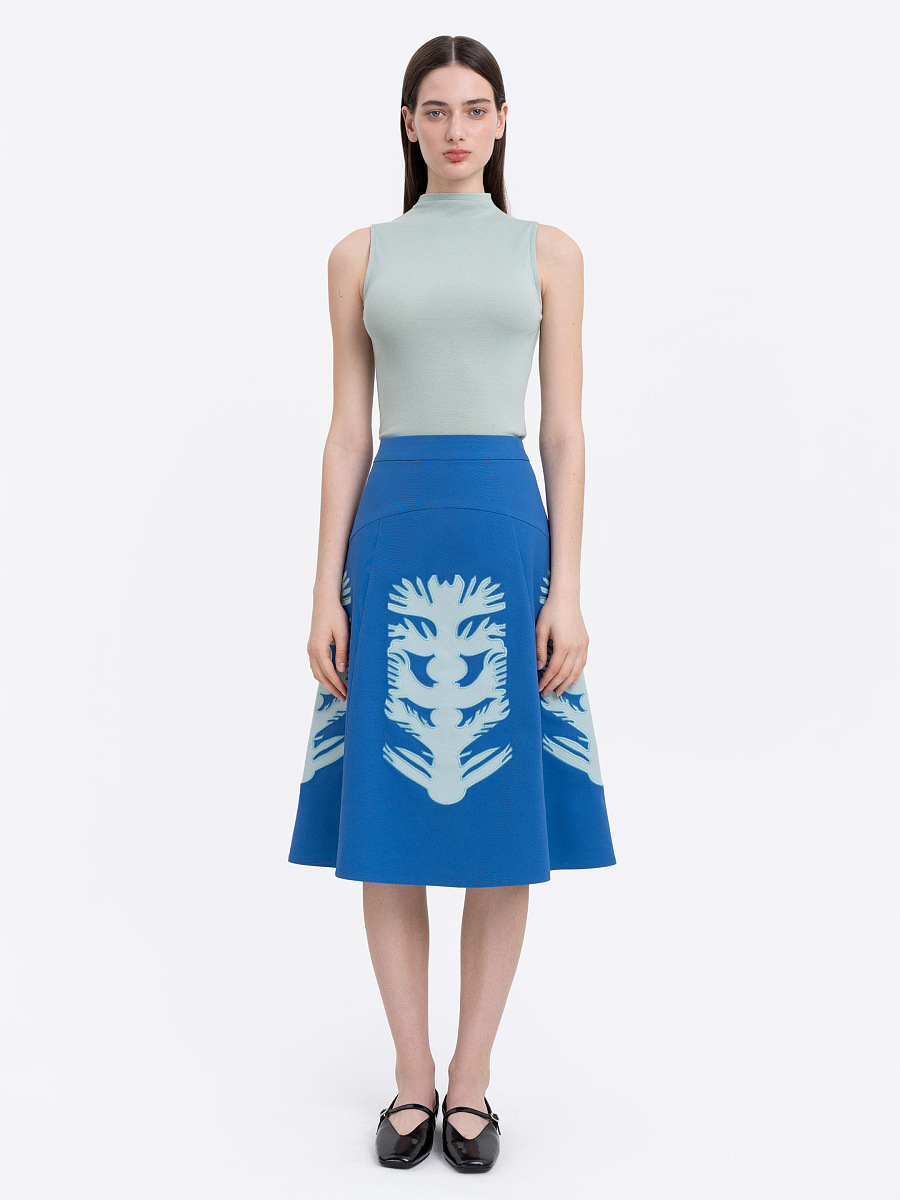 Embroidered blue skirt  “Lazuryt” [0]