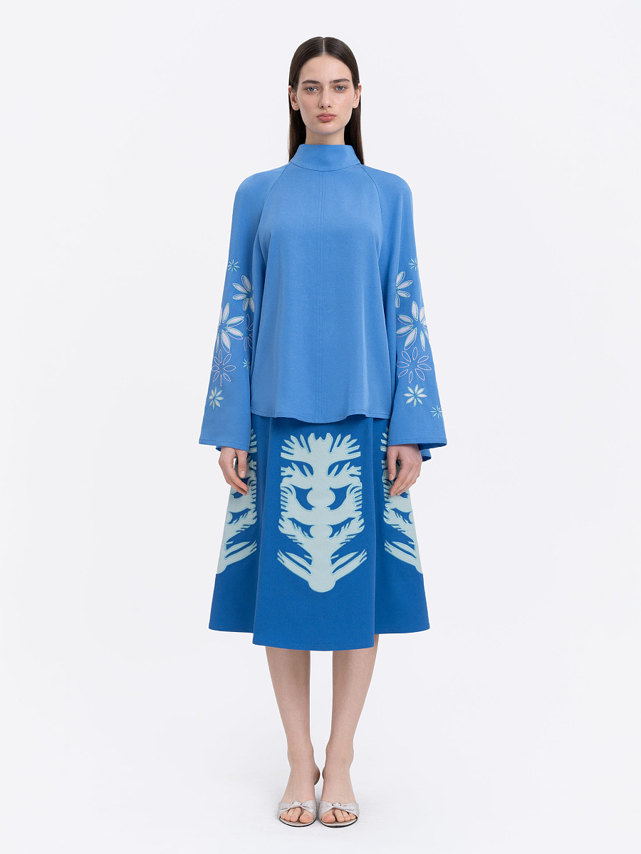 Embroidered blue skirt  “Lazuryt” [0]