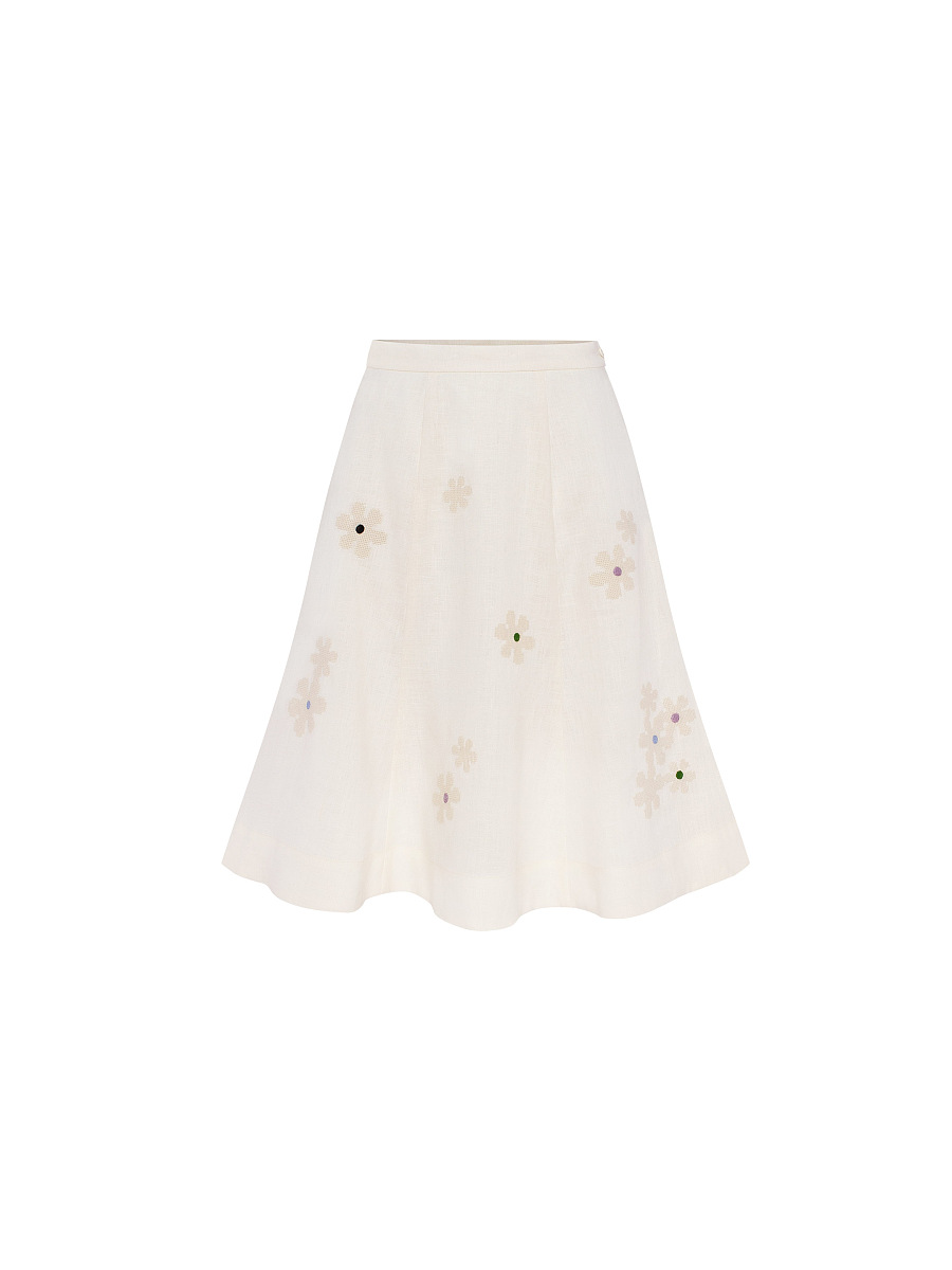 Milk‑coloured embroidered skirt  “Oda” [0]