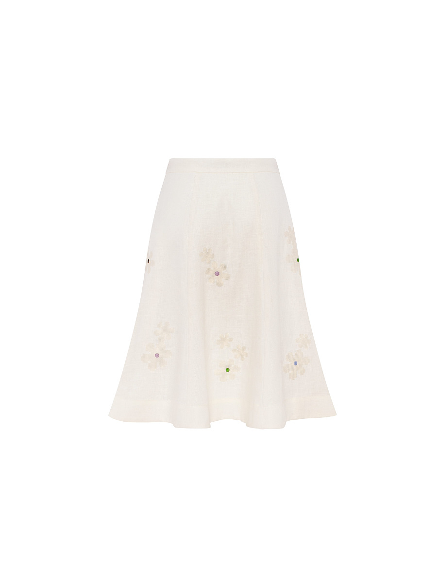 Milk‑coloured embroidered skirt  “Oda” [0]
