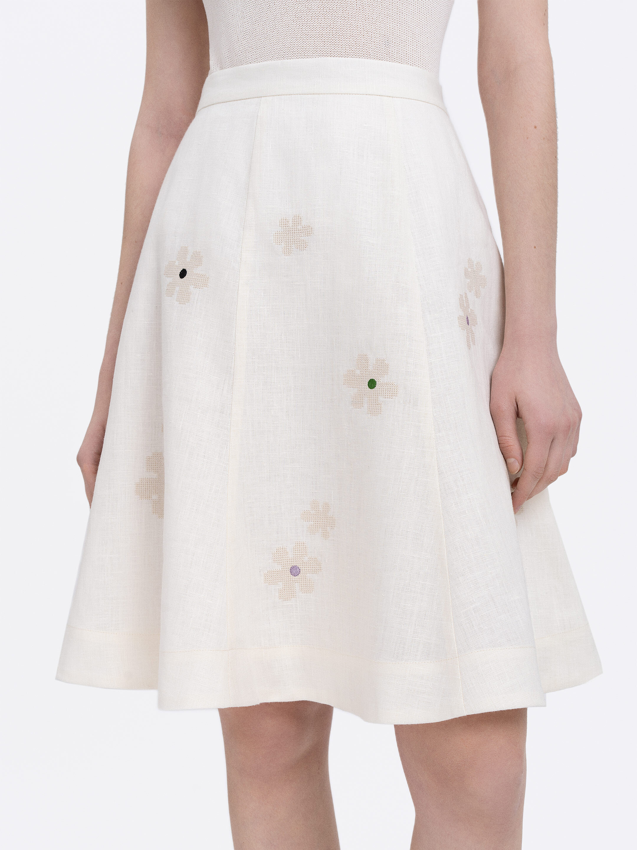 Milk‑coloured embroidered skirt  “Oda” cheap