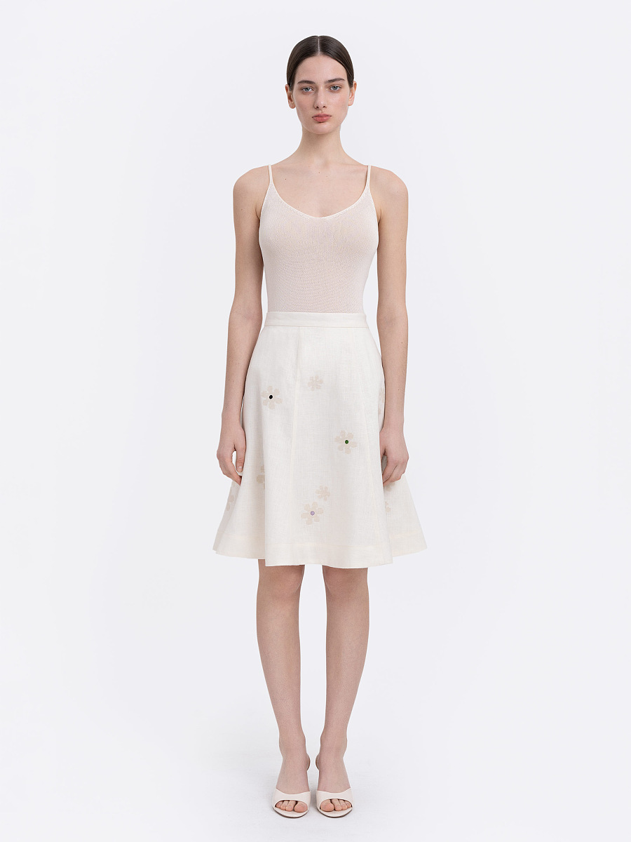 Milk‑coloured embroidered skirt  “Oda” [0]