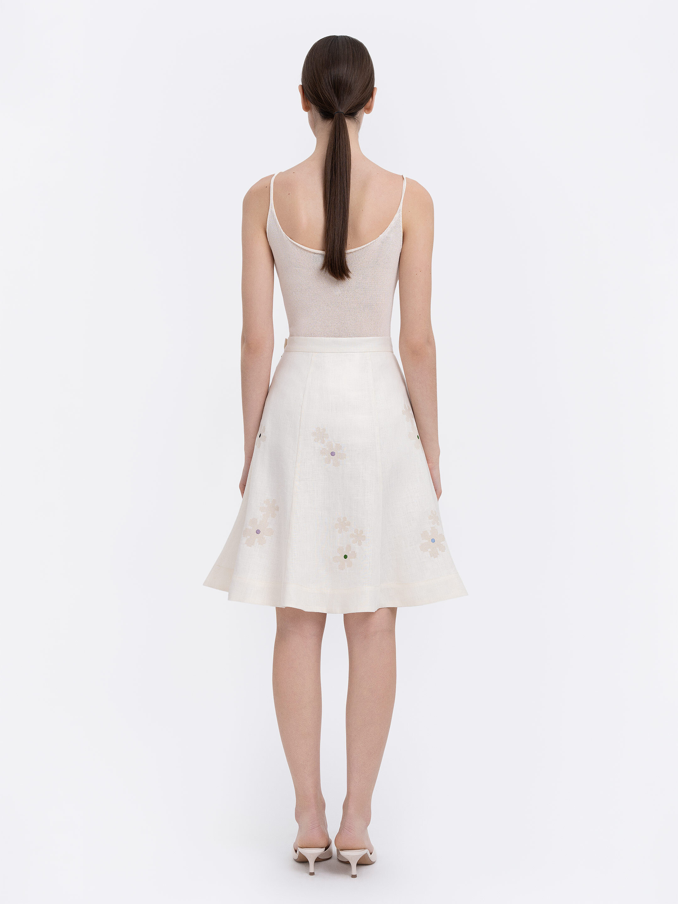 Milk‑coloured embroidered skirt  “Oda” ціна