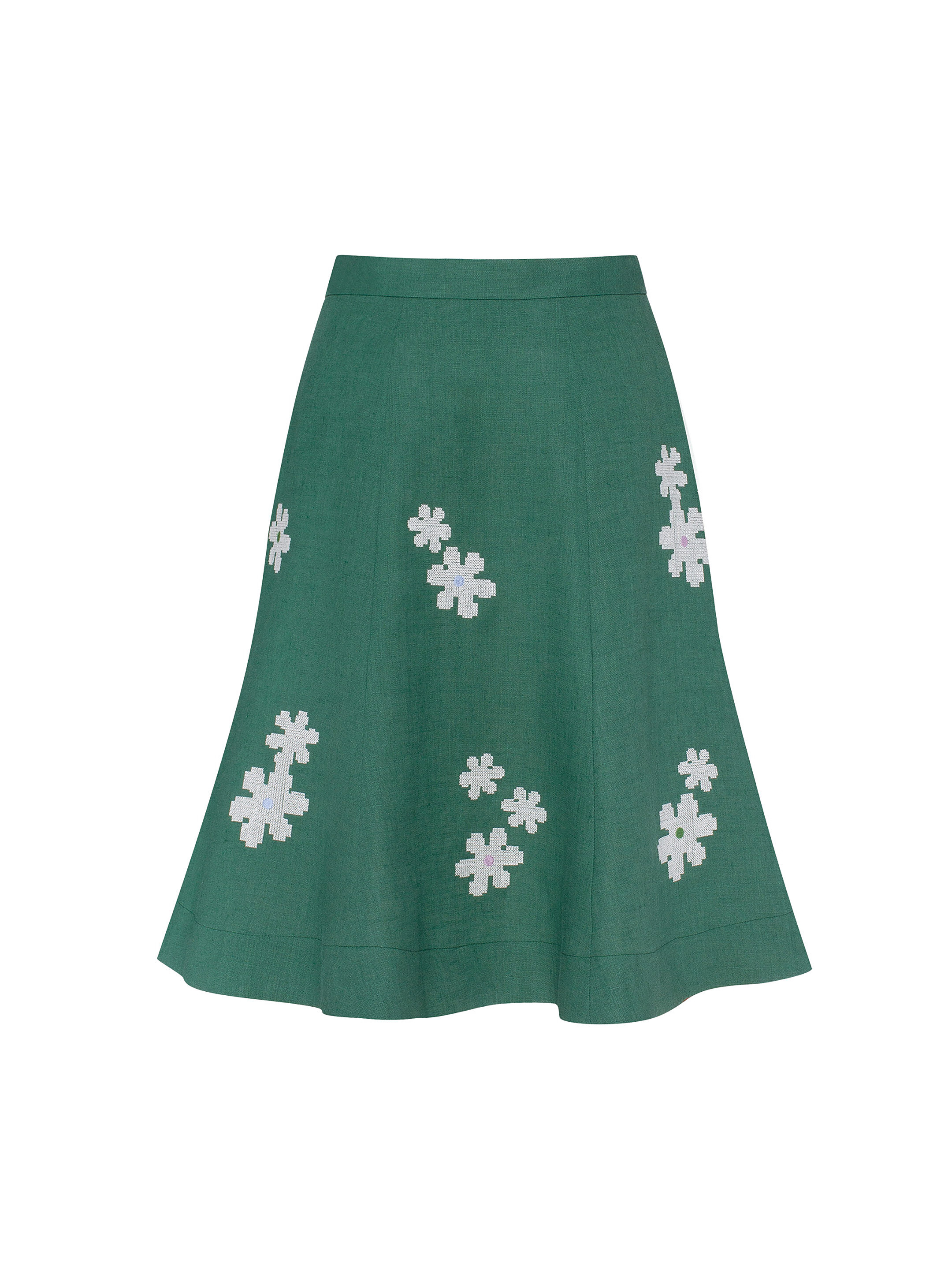 Green‑coloured embroidered skirt  “Ode" fitting