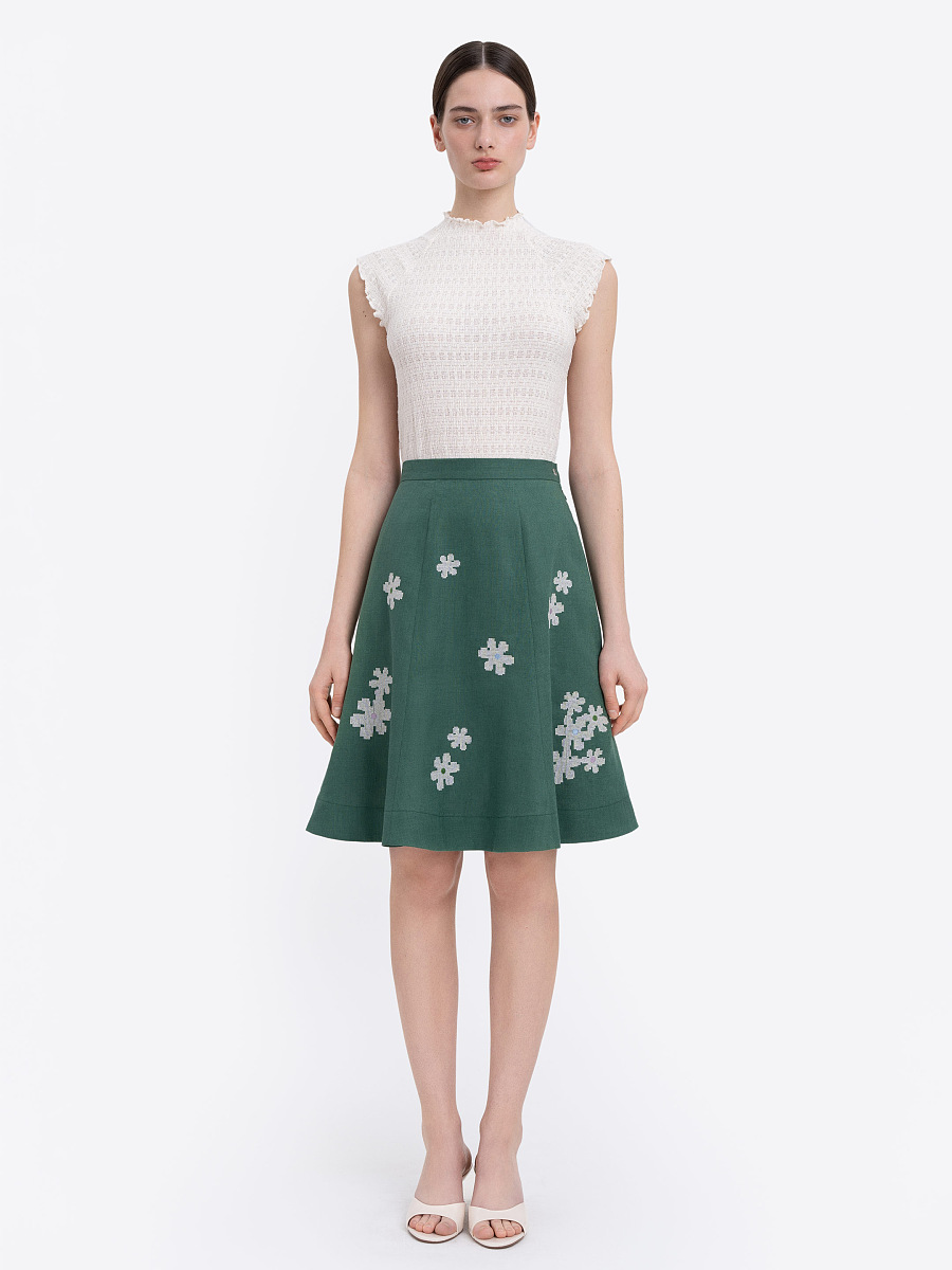 Green‑coloured embroidered skirt  “Oda” [0]