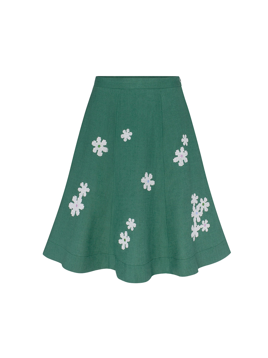 Green‑coloured embroidered skirt  “Oda” [0]