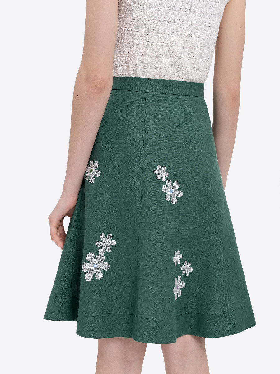 Green‑coloured embroidered skirt  “Oda” [0]