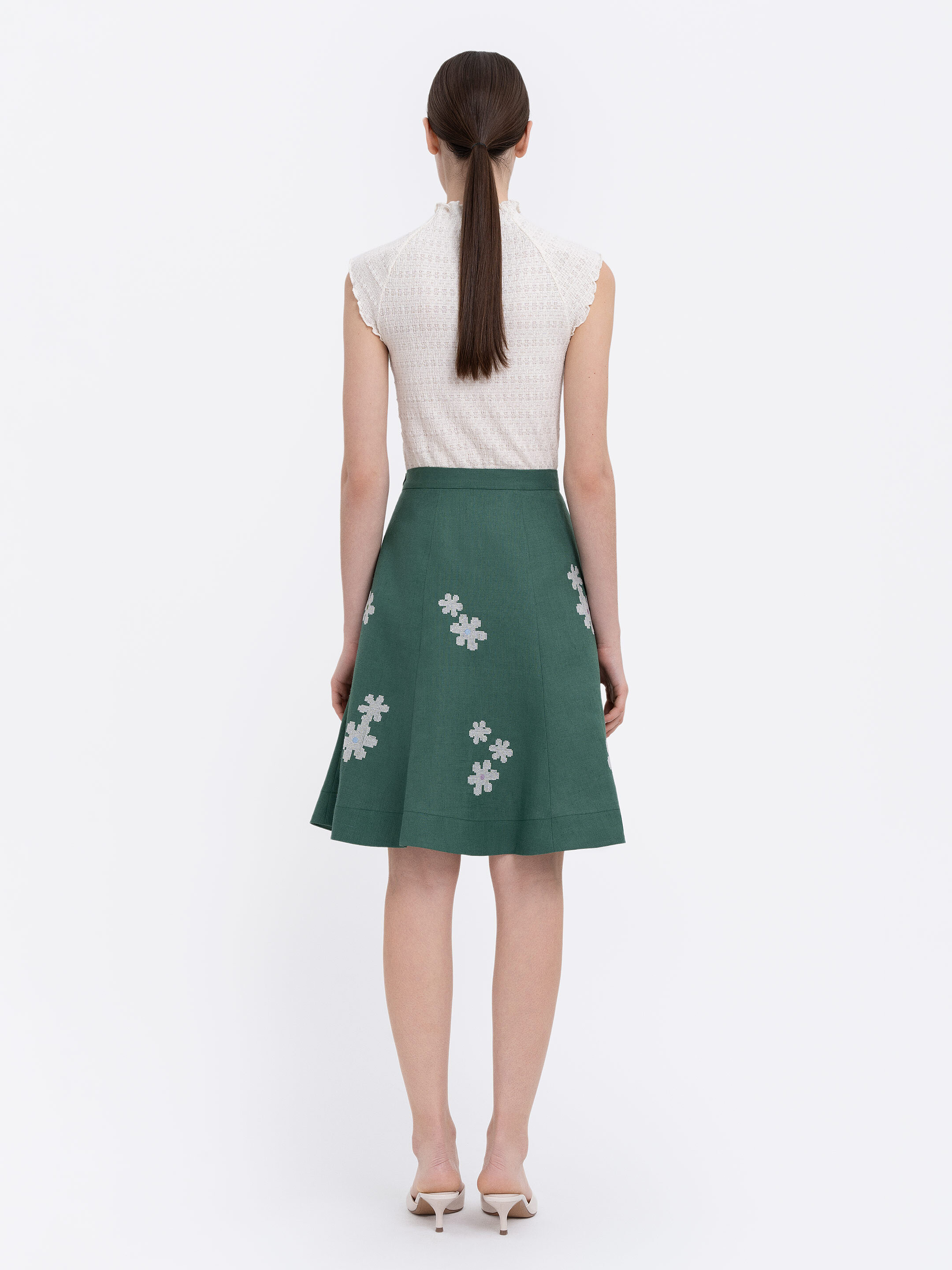 Green‑coloured embroidered skirt  “Ode" ціна