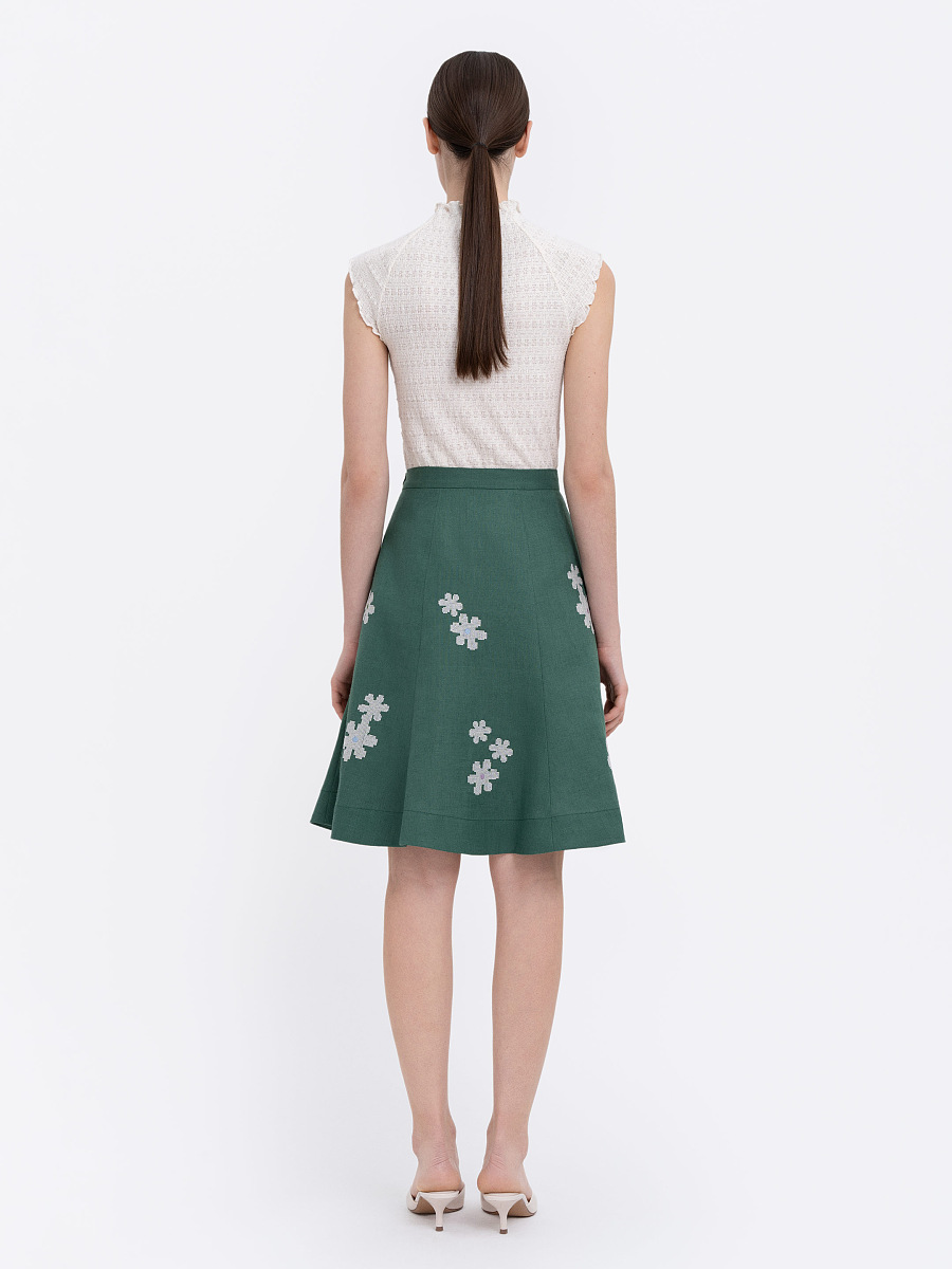 Green‑coloured embroidered skirt  “Oda” [0]