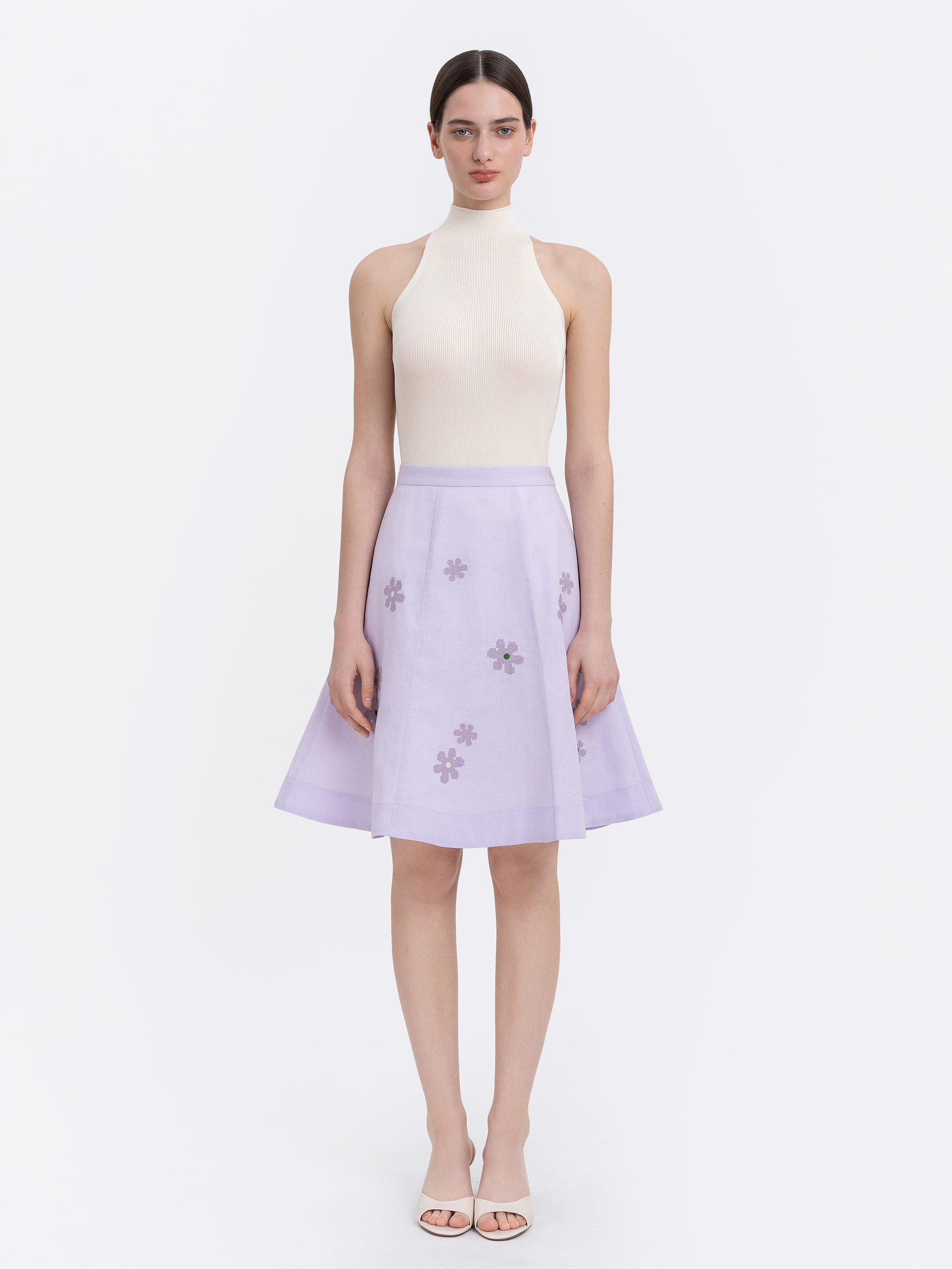 Lilac‑coloured embroidered skirt  “Oda” Buy