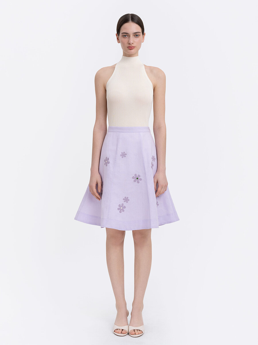 Lilac‑coloured embroidered skirt  “Oda” [0]