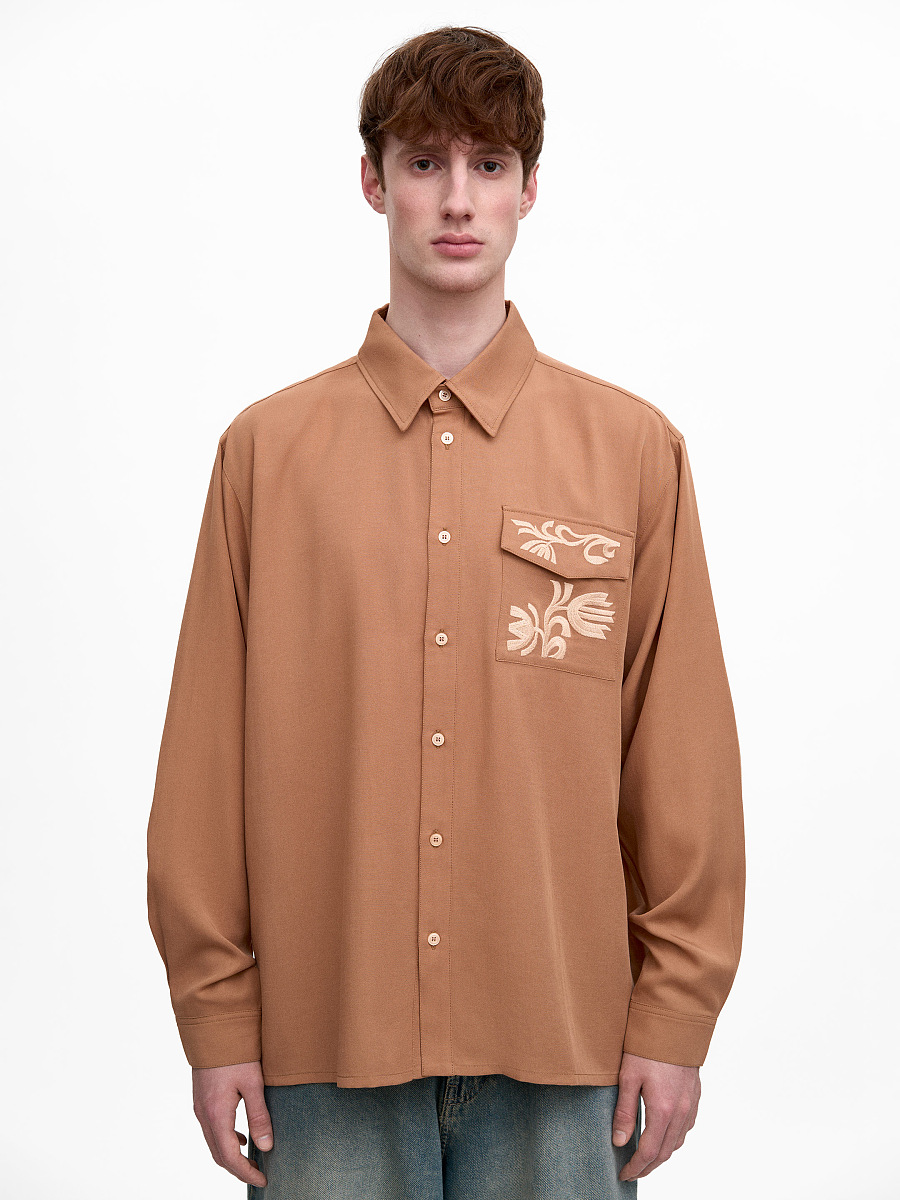 Light Embroidered Shirt "Khvylia sandy" [0]