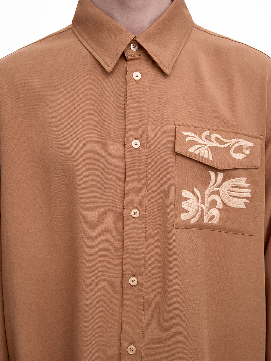 Light Embroidered Shirt "Khvylia sandy" [0]