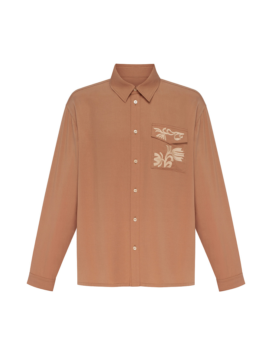 Light Embroidered Shirt "Khvylia sandy" [0]