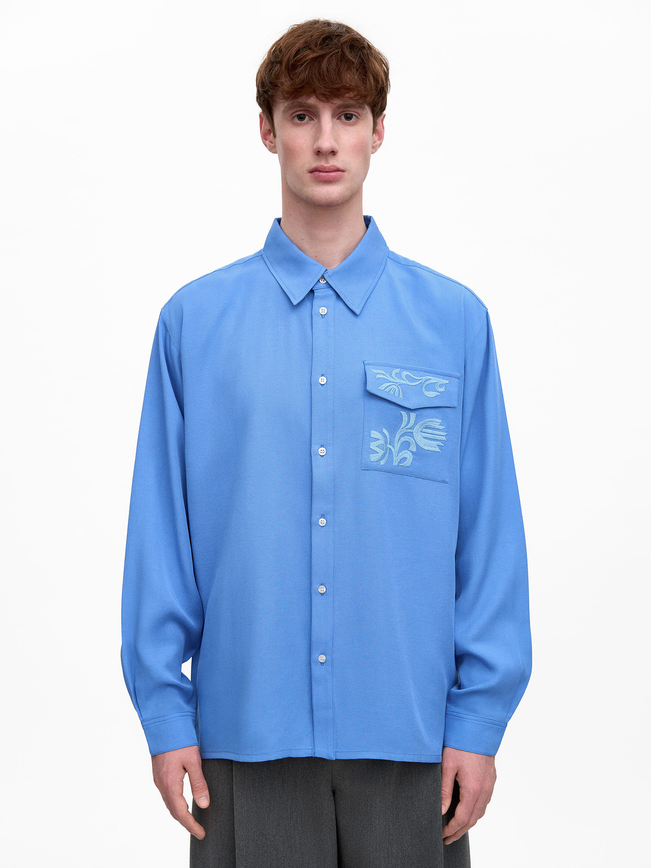 Light Embroidered Shirt "Khvylia Blue" Buy