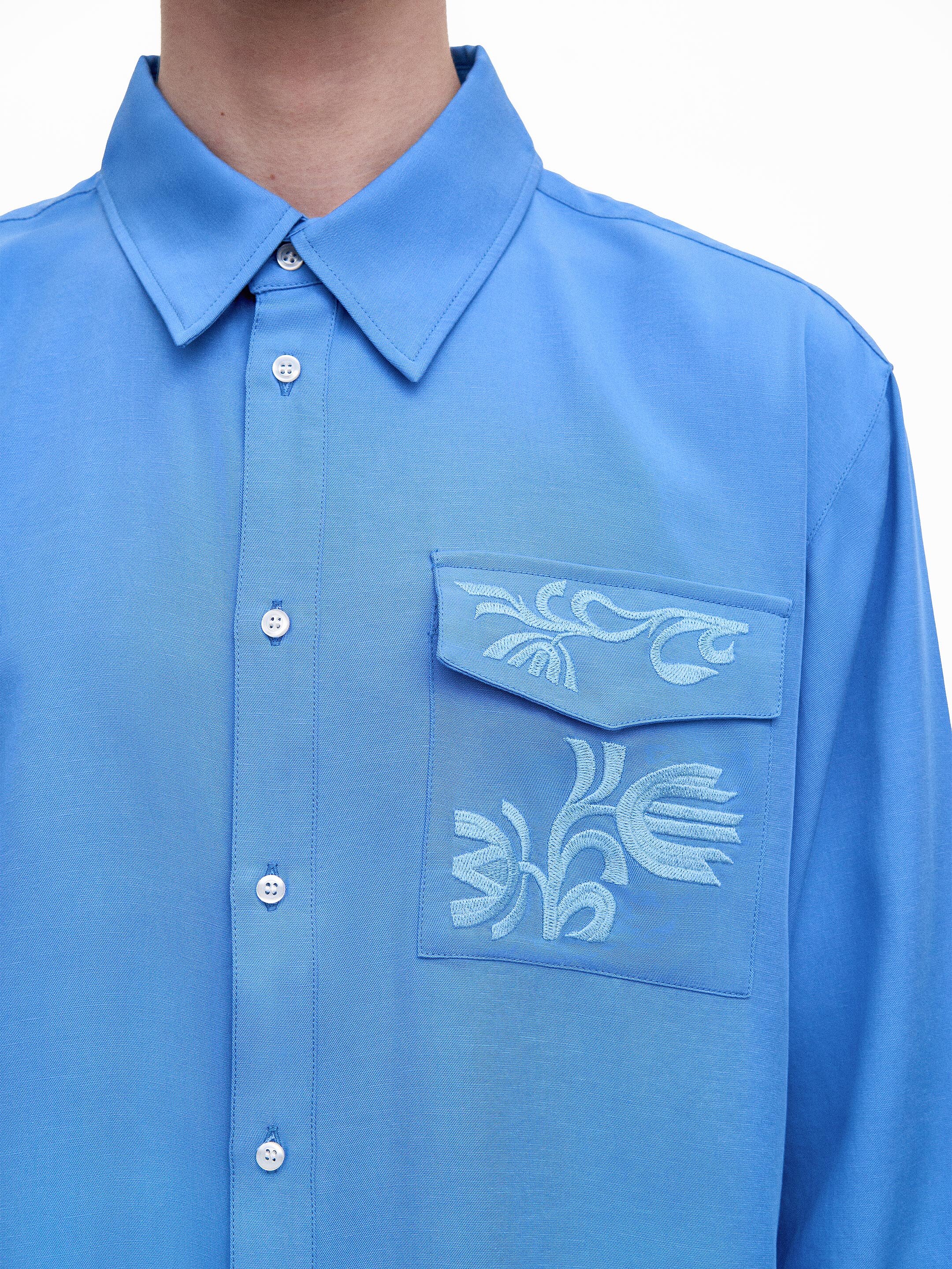 Light Embroidered Shirt "Khvylia Blue" photo