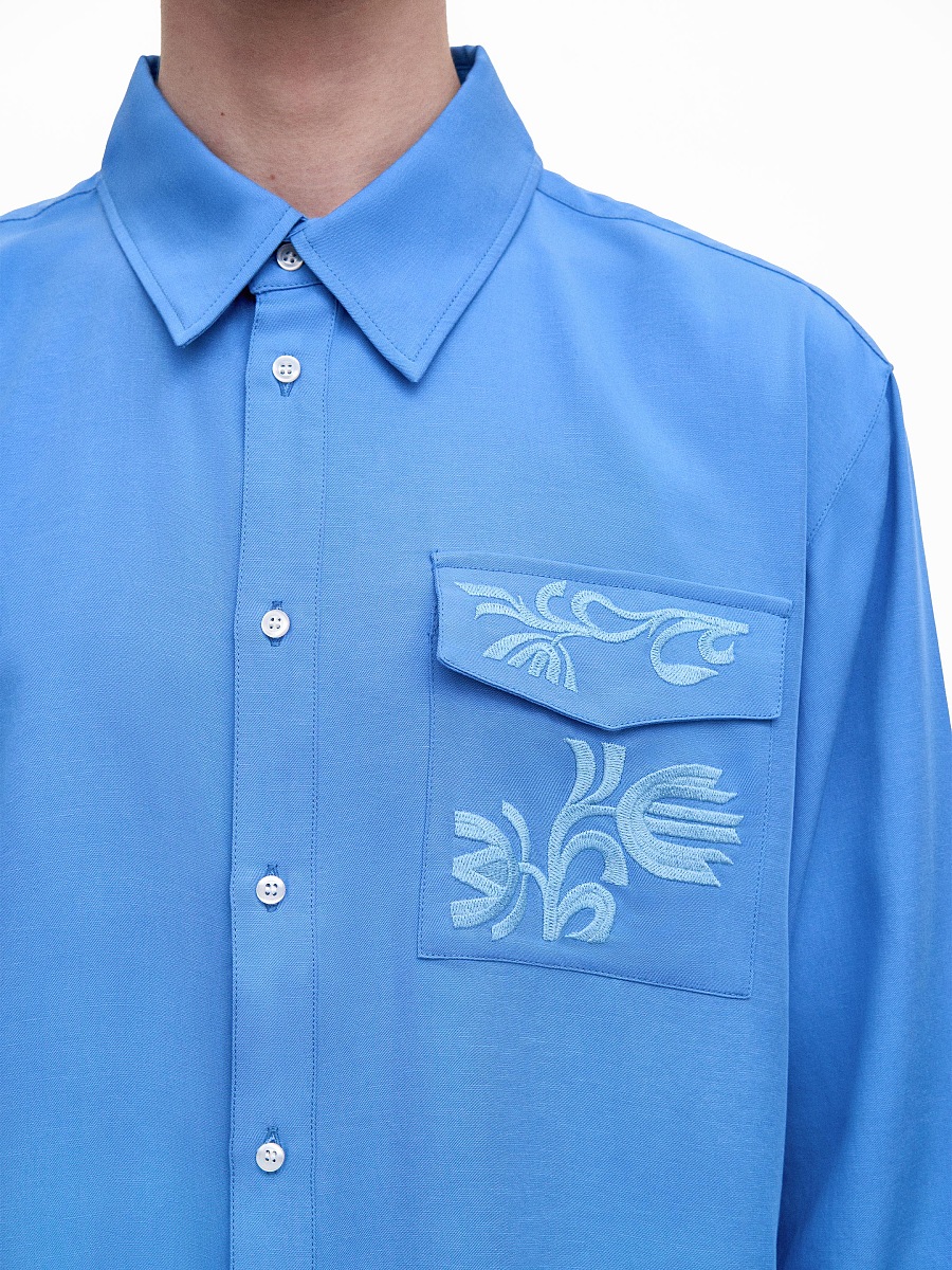 Light Embroidered Shirt "Khvylia Blue" [0]