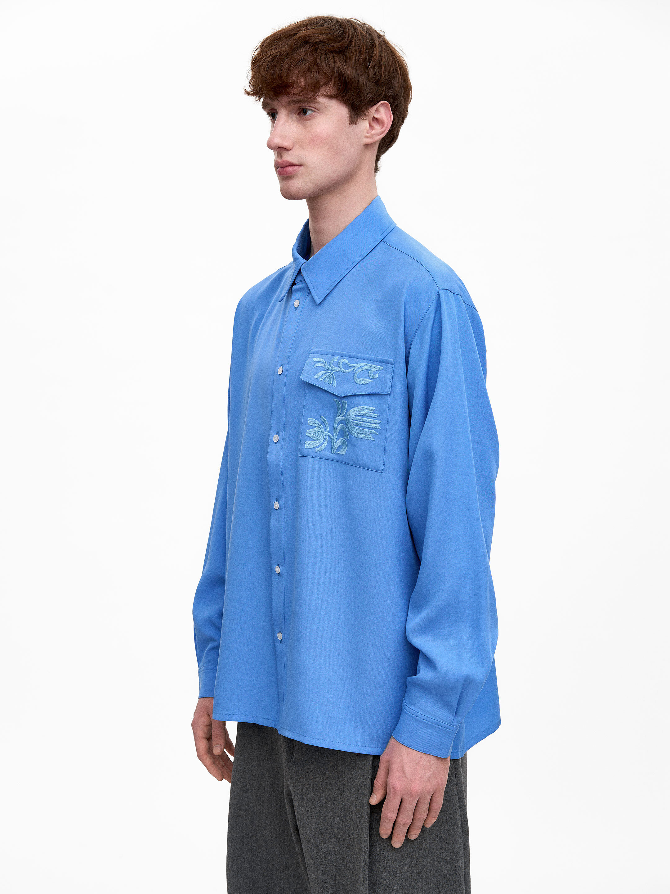 Light Embroidered Shirt "Khvylia Blue" ціна