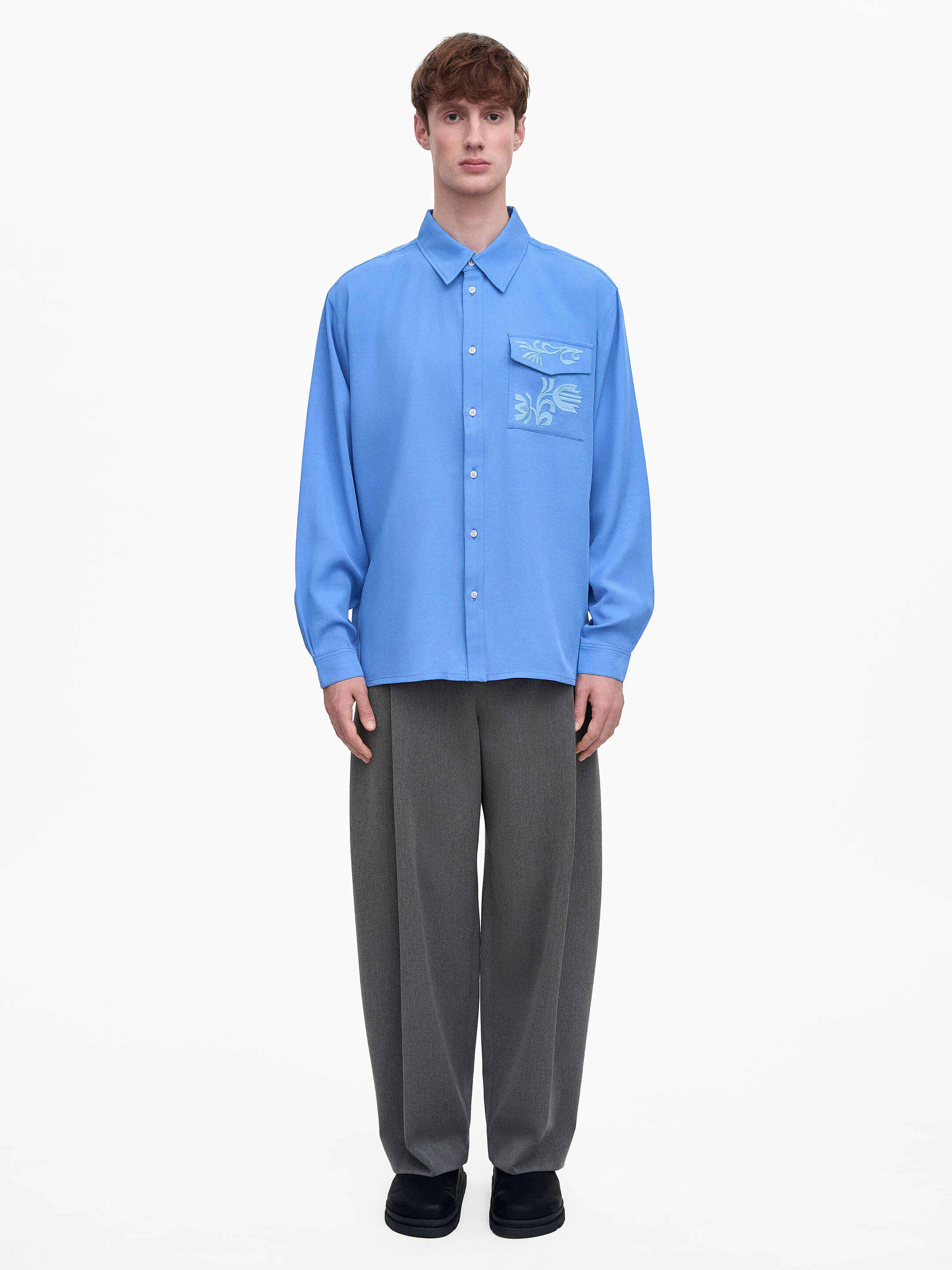 Light Embroidered Shirt "Khvylia Blue" in Ukraine