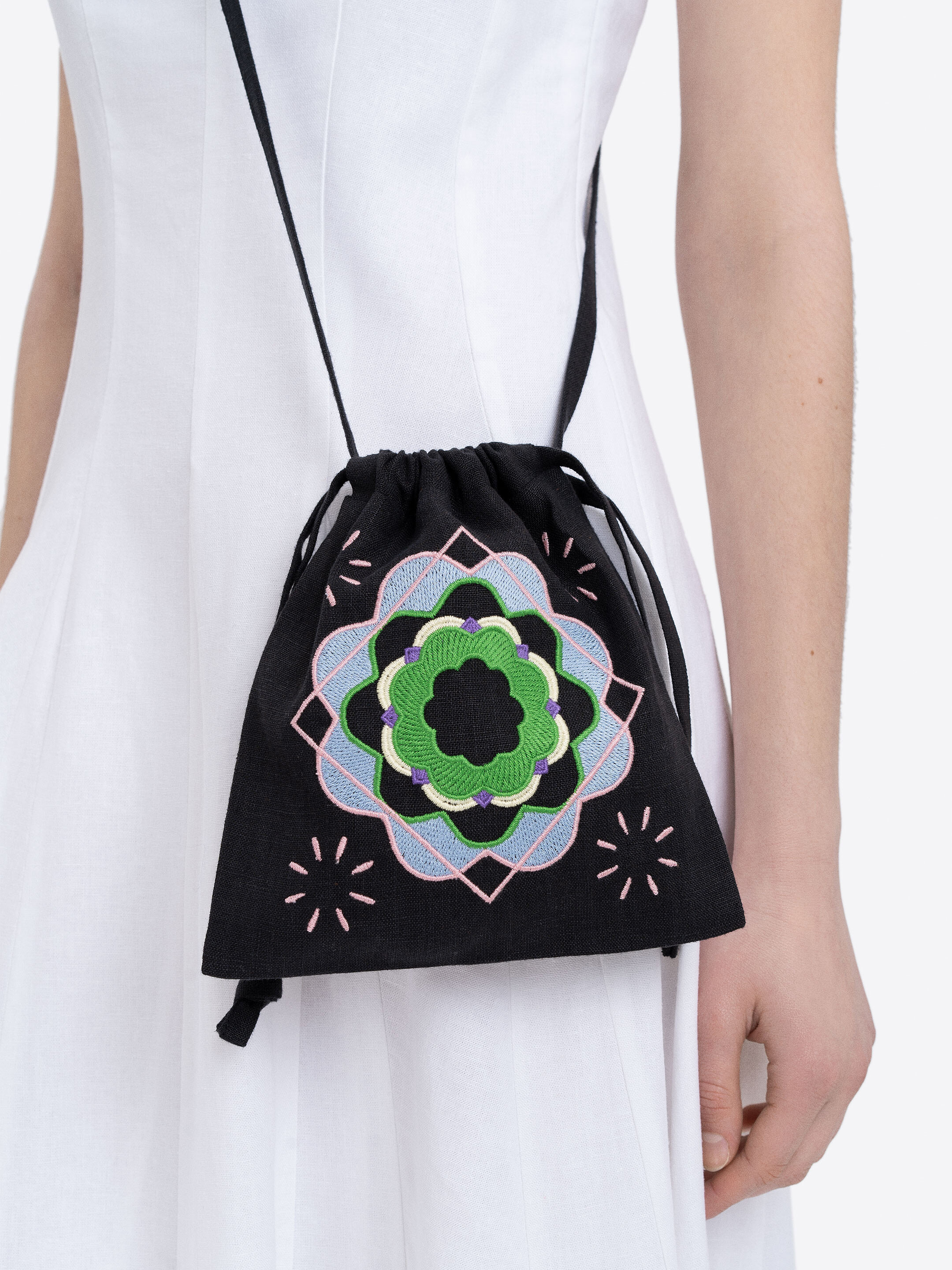 Dark drawstring bag “Peliustka” in Ukraine