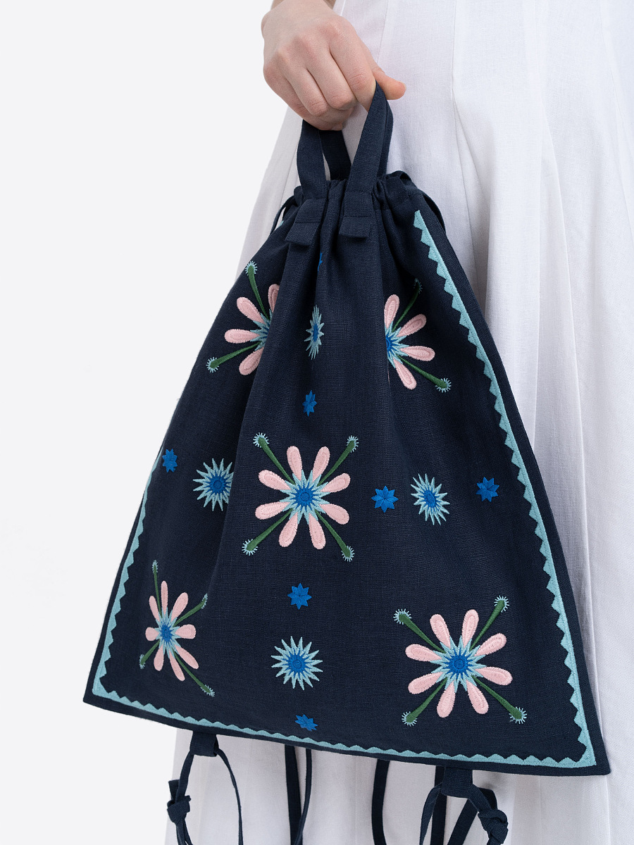 Dark‑blue embroidered pouch “Blyshchyk” [0]