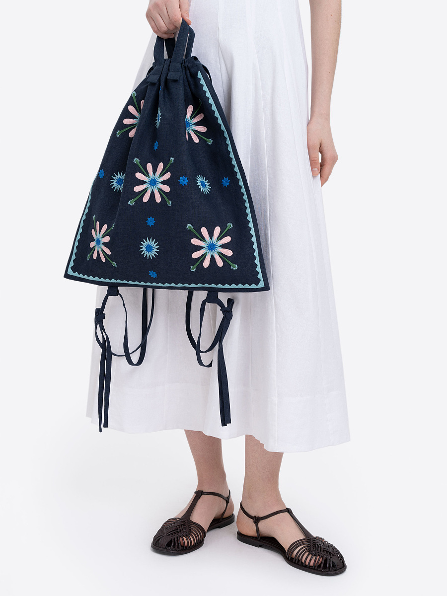 Dark‑blue embroidered pouch “Blyshchyk” [0]
