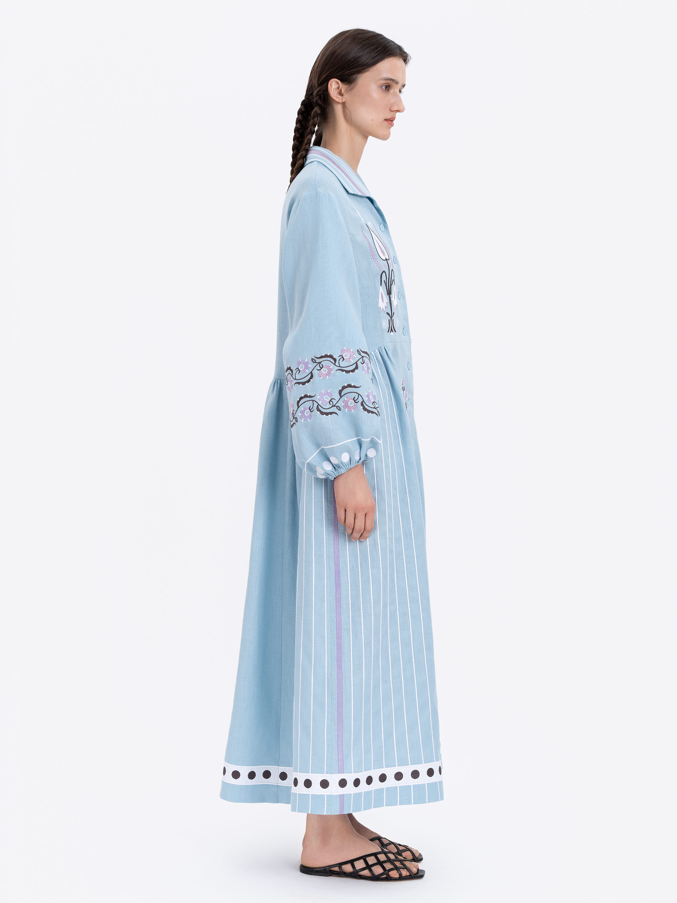 Long dress in light blue "Adaviie" cheap