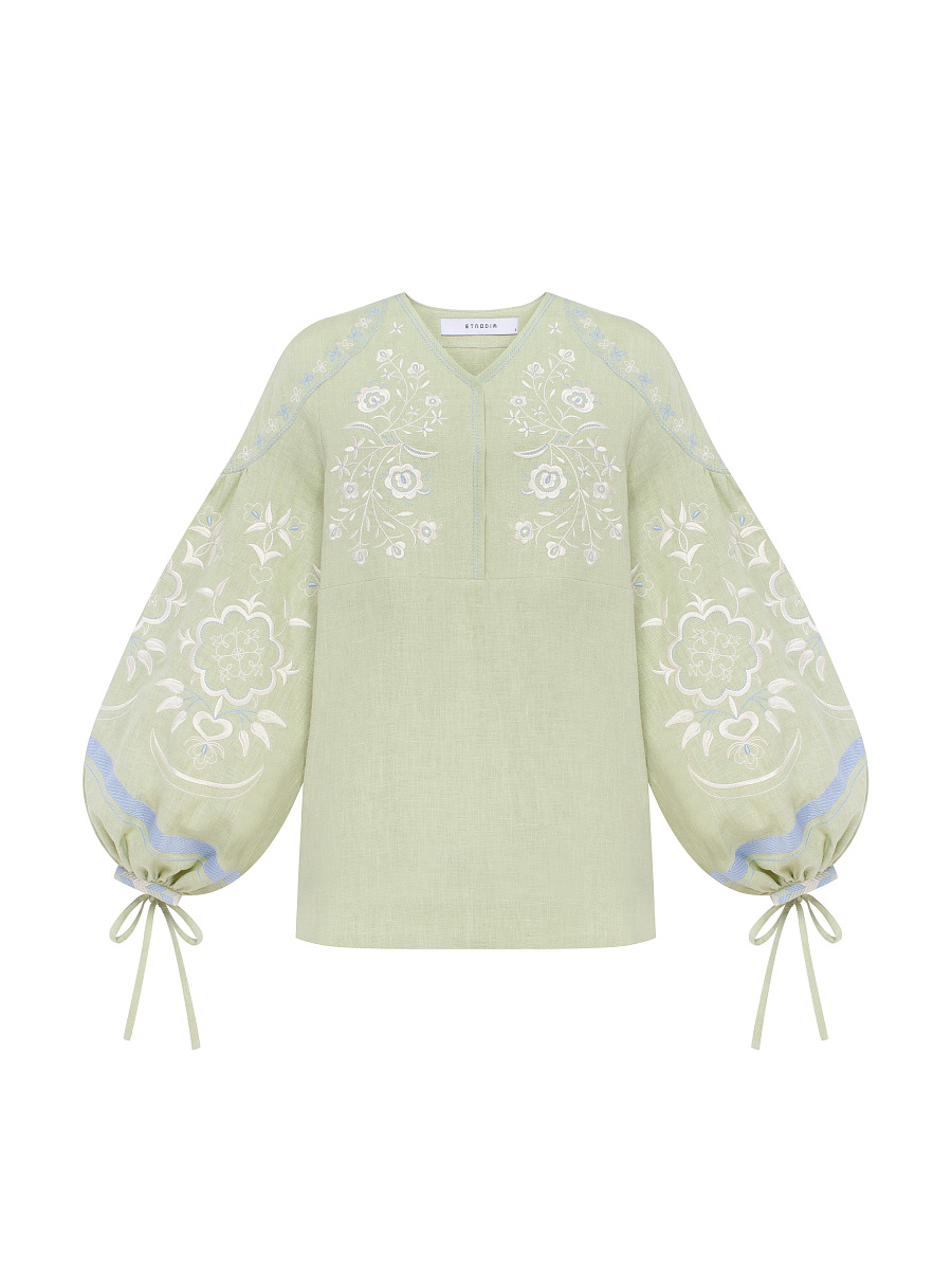 Linen blouse "Ornek" in Soft Green [0]
