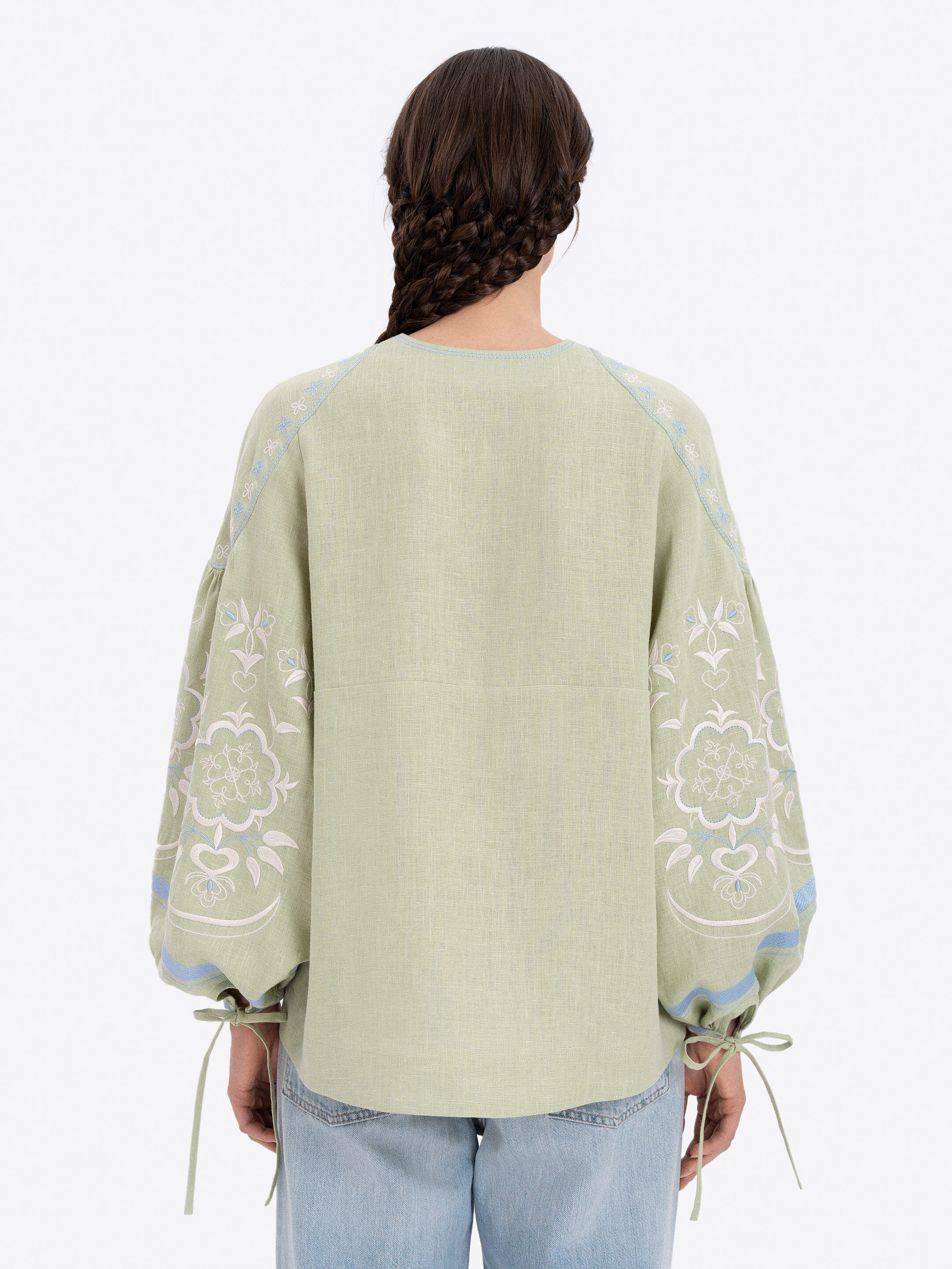 Linen blouse "Ornek" in Soft Green in Ukraine