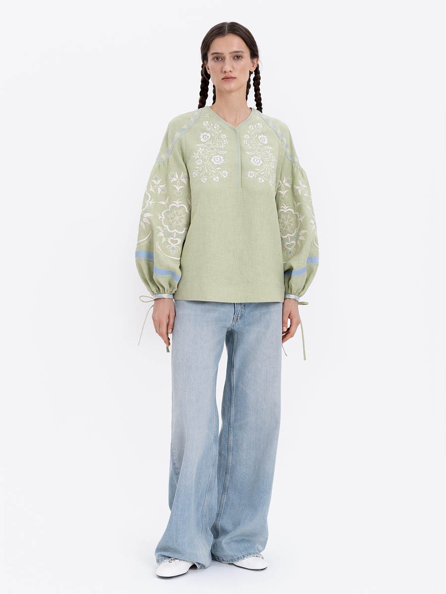 Linen blouse "Ornek" in Soft Green [0]