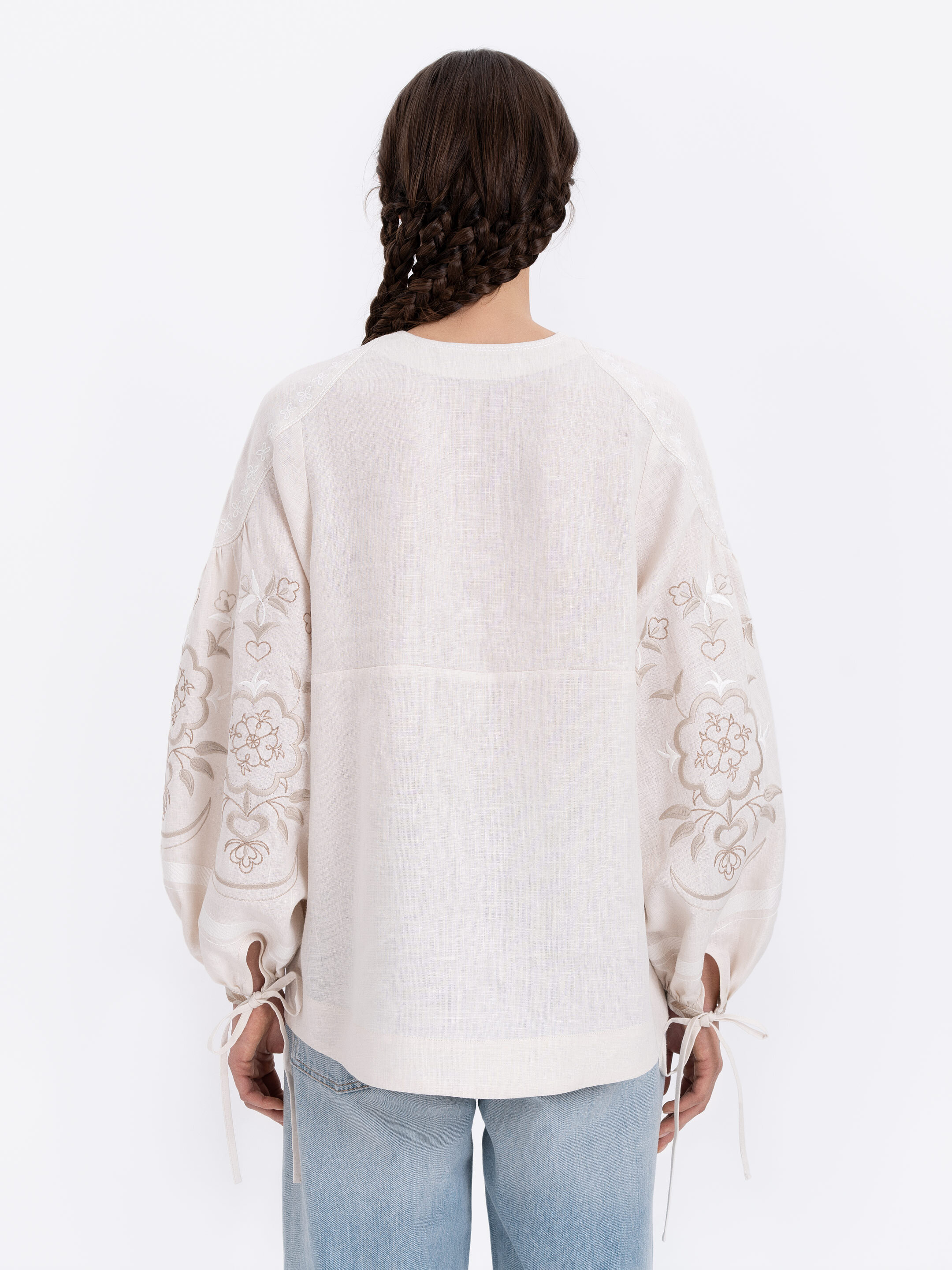 Linen blouse "Ornek" in Milky White in Ukraine
