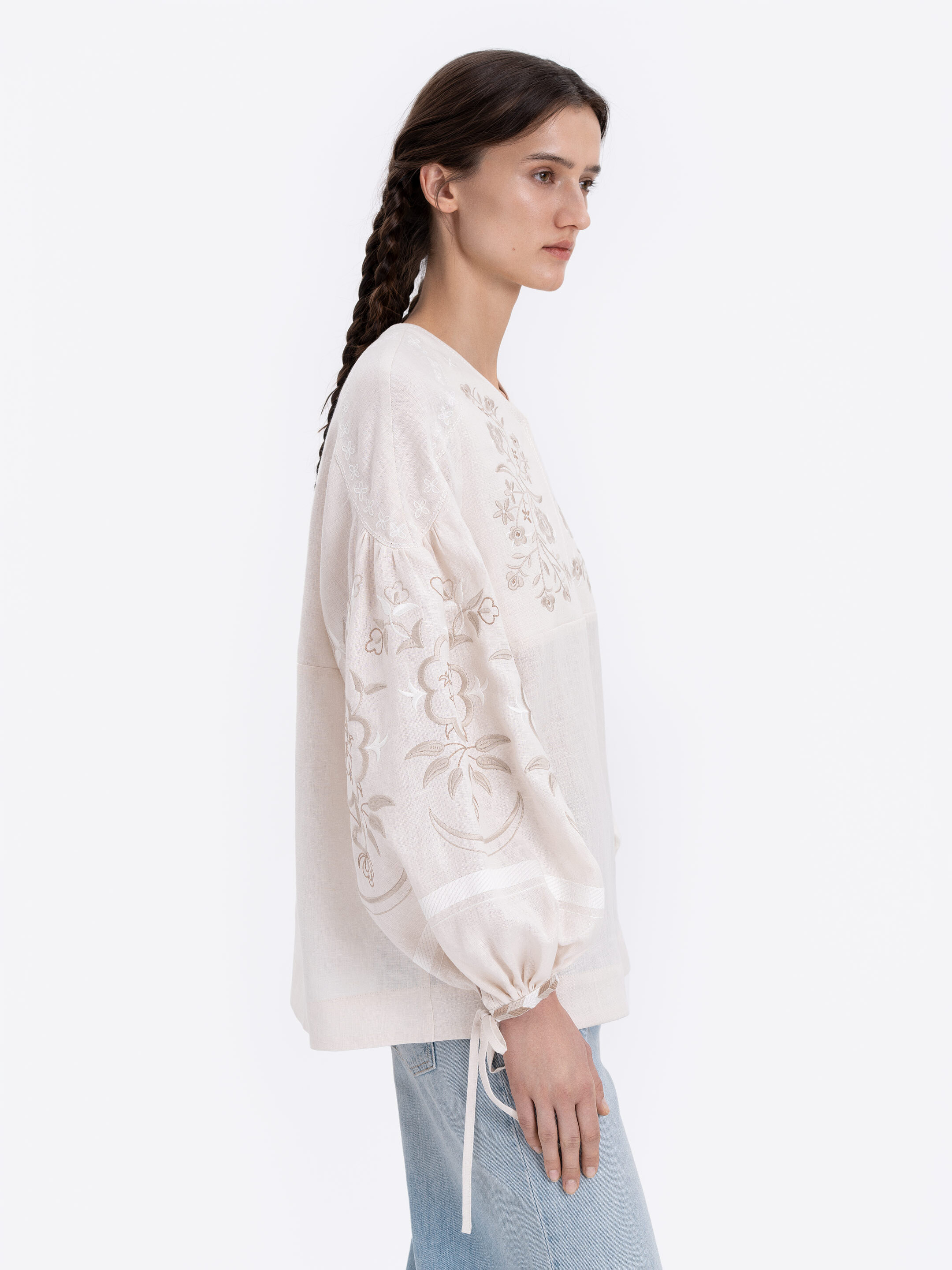 Linen blouse "Ornek" in Milky White cheap