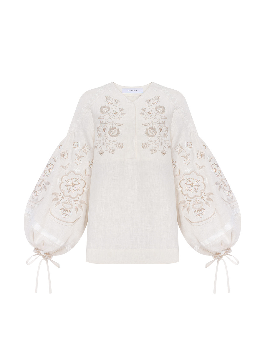 Linen blouse "Ornek" in Milky White [0]