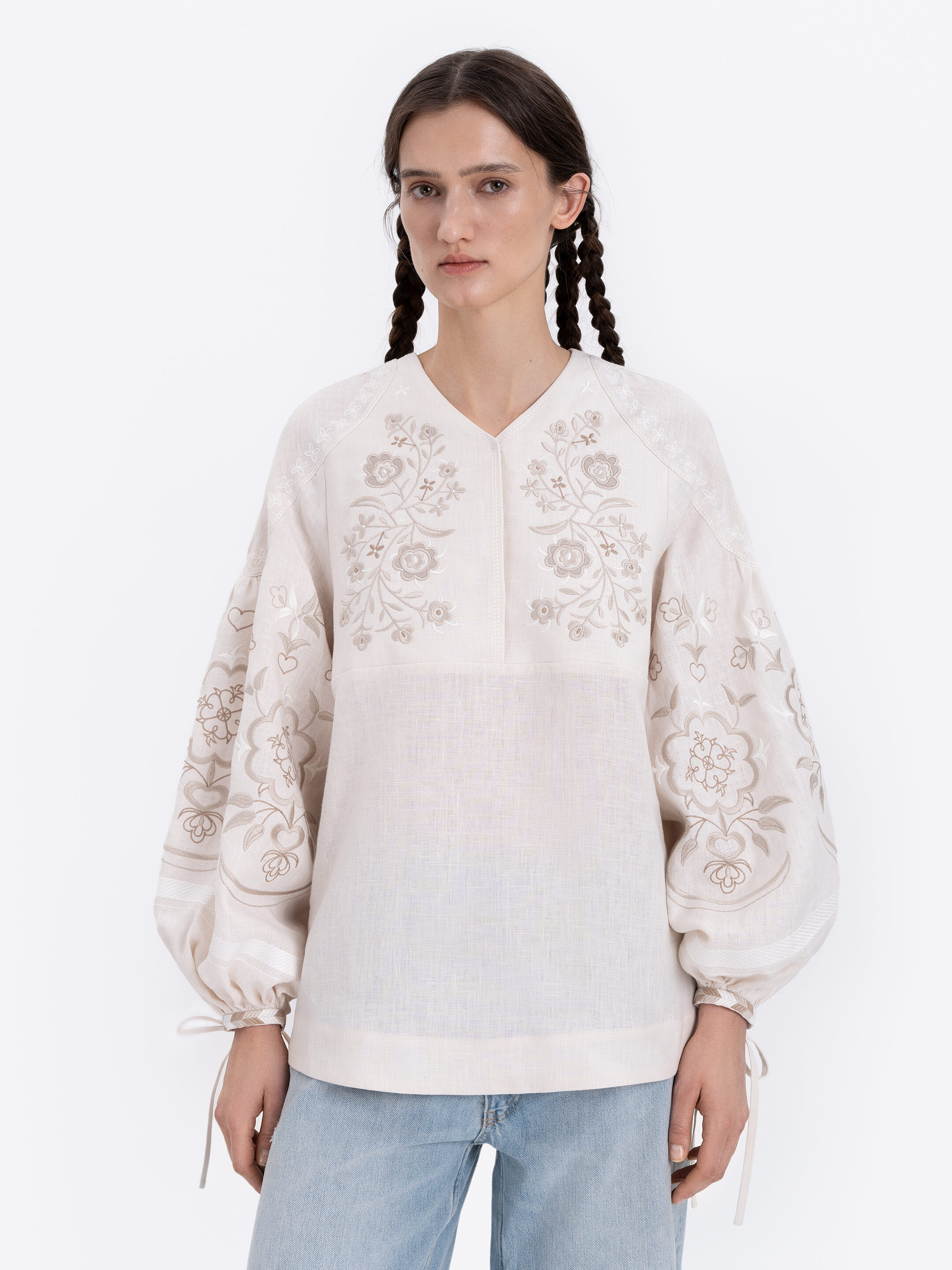 Linen blouse "Ornek" in Milky White Buy