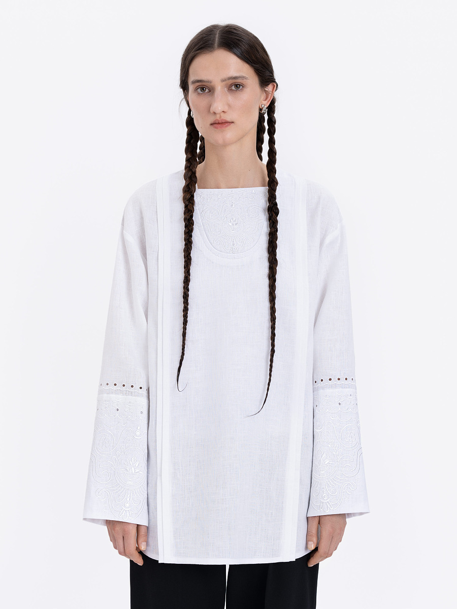 White linen embroidered blouse "Fountain of Tears" [0]