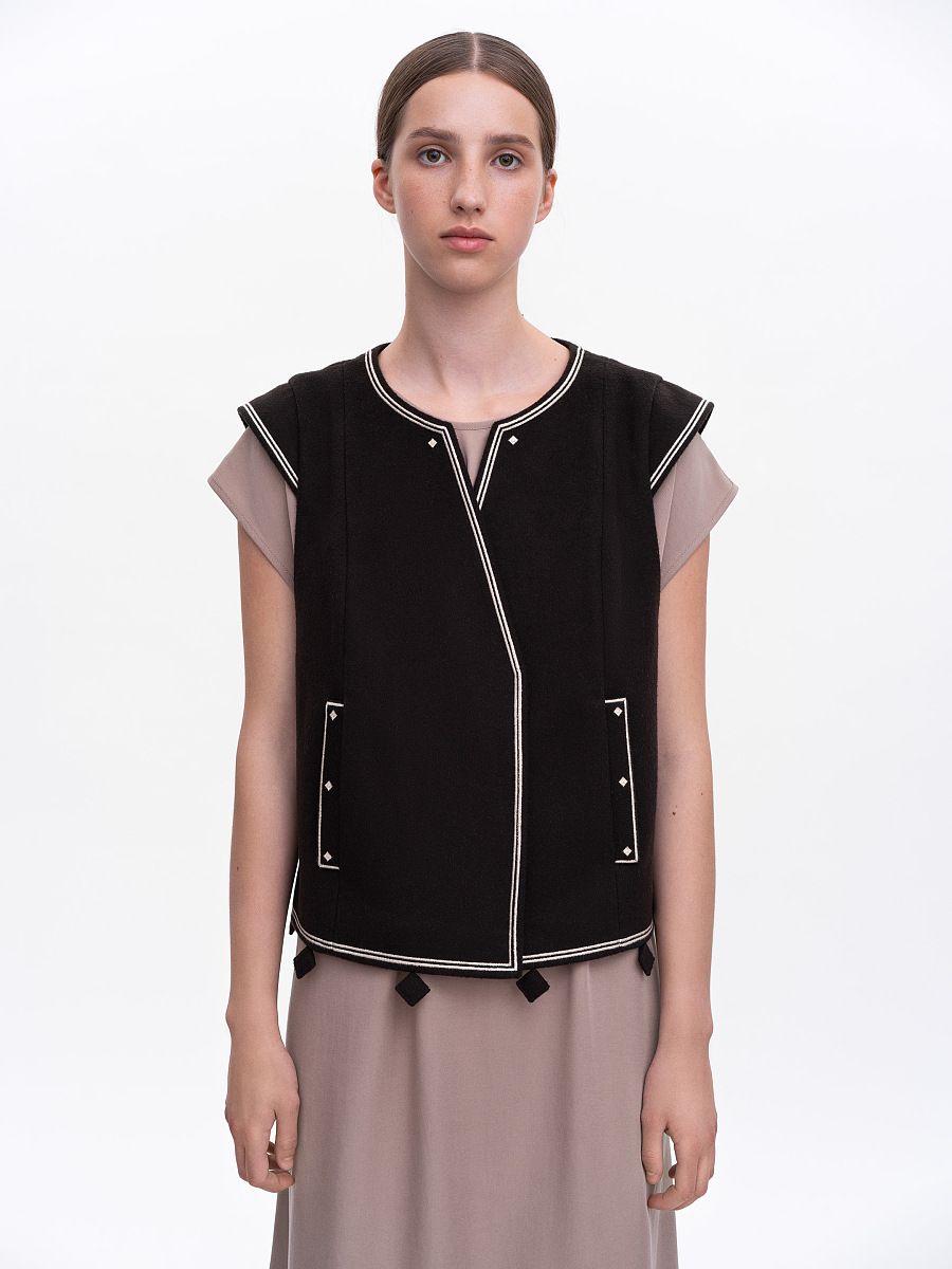 Dark brown embroidered vest "Kibchyk" [0]