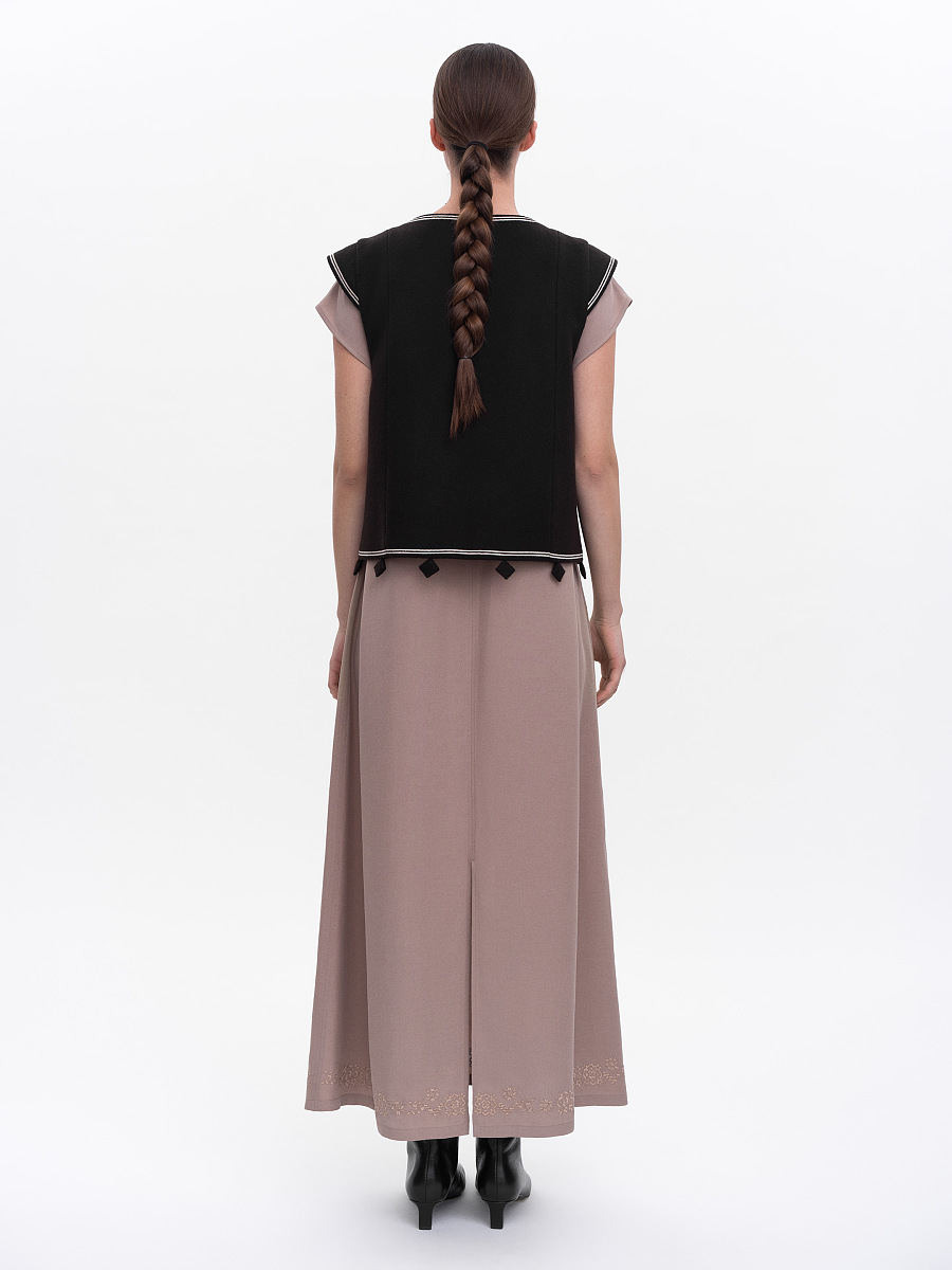 Dark brown embroidered vest "Kibchyk" [0]