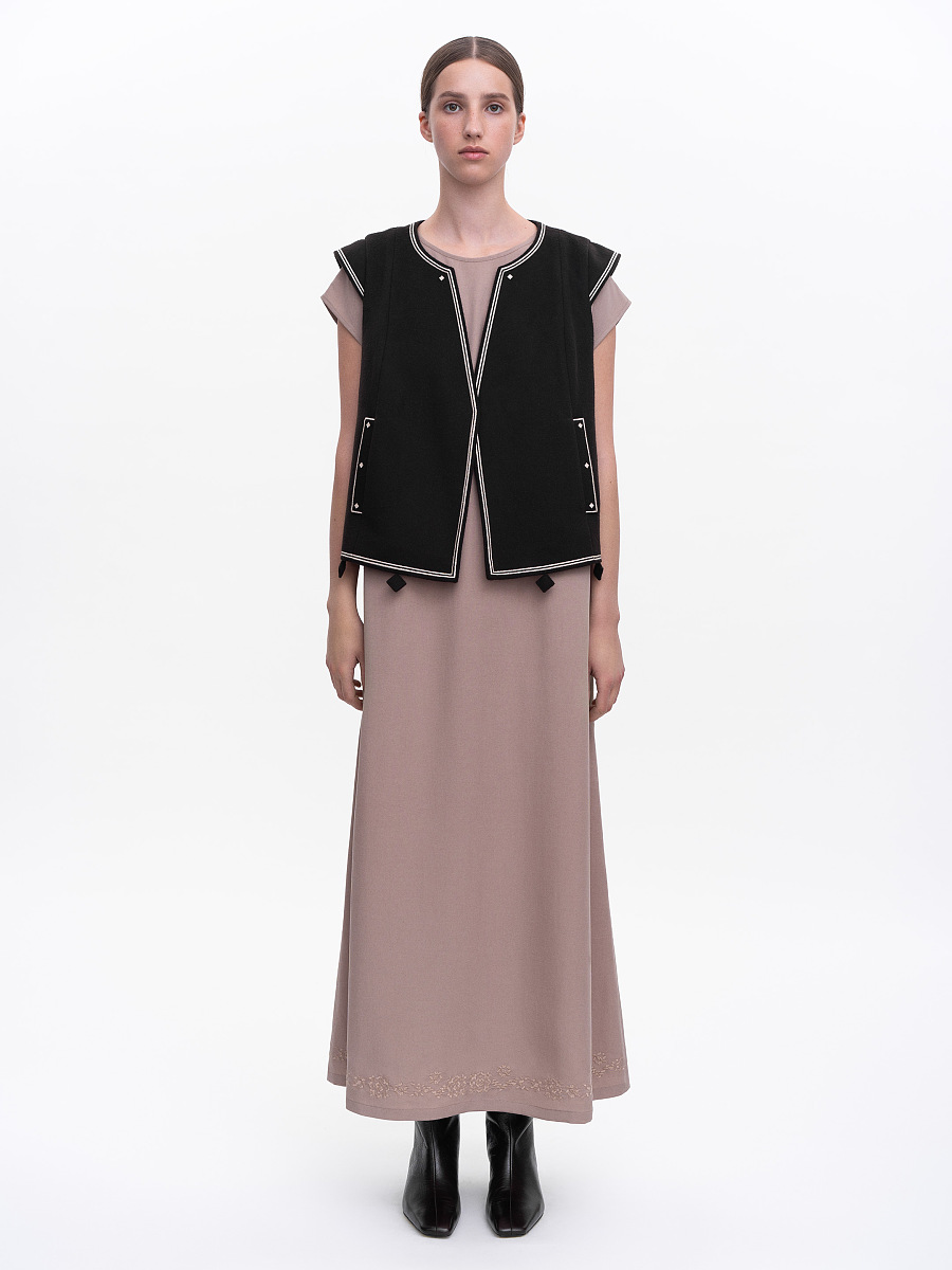 Dark brown embroidered vest "Kibchyk" [0]