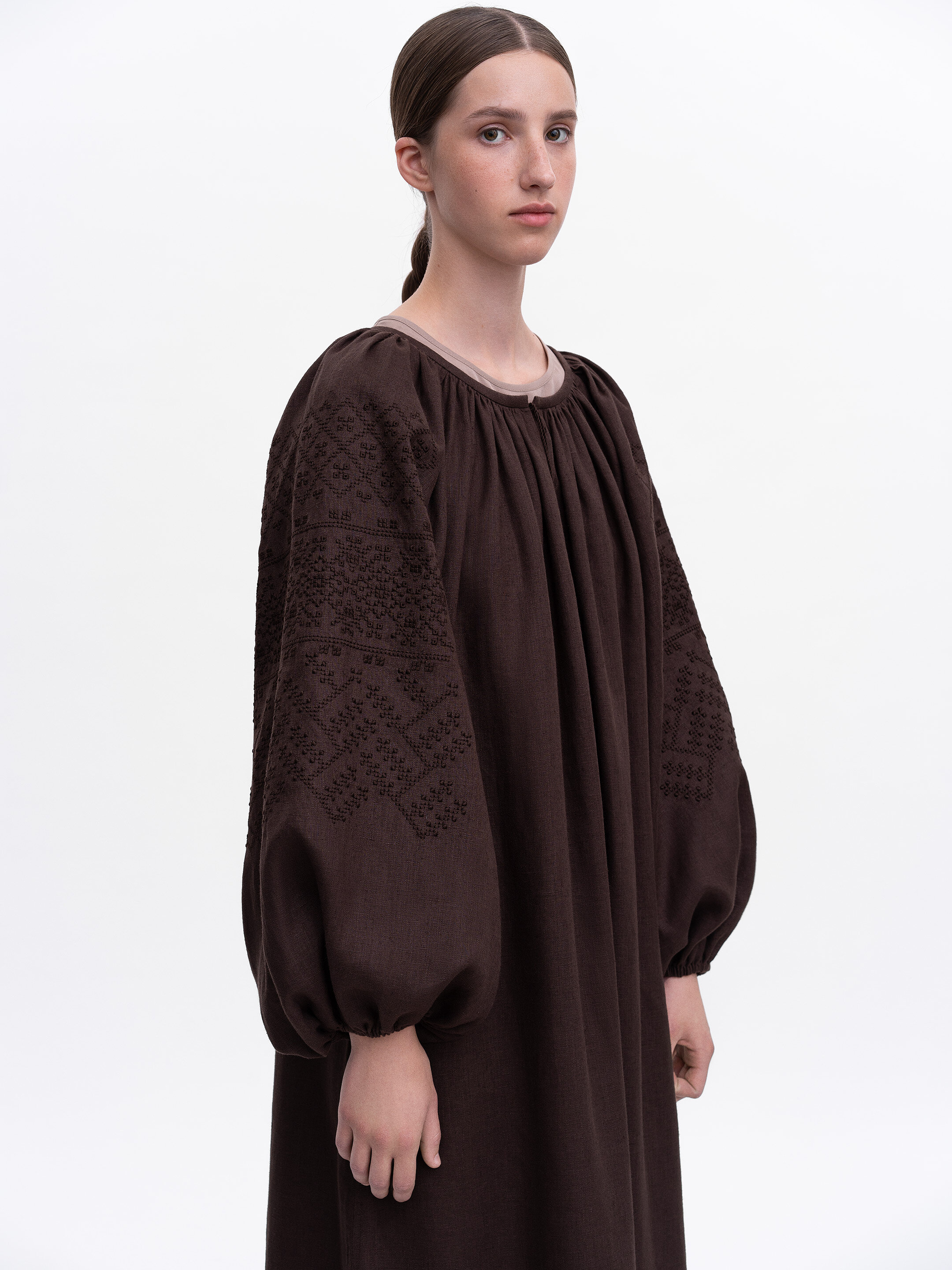 Brown embroidered dress "Velina" choose
